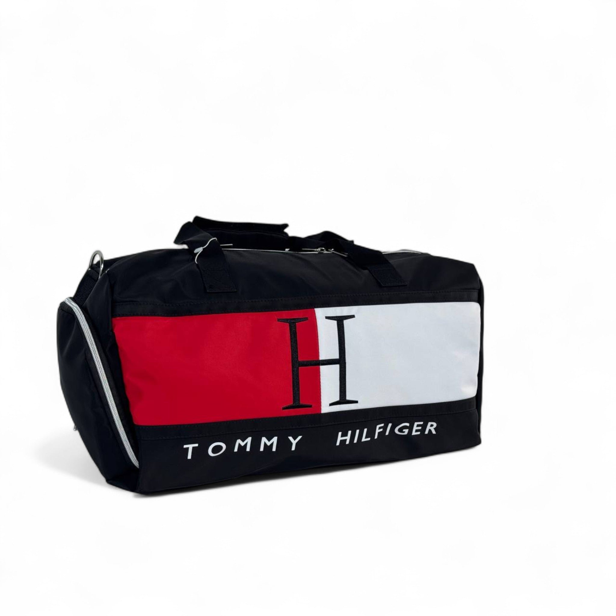 Tommy Hilfiger Oversized Logo Duffel Bag β Black, Red & White π§³π₯