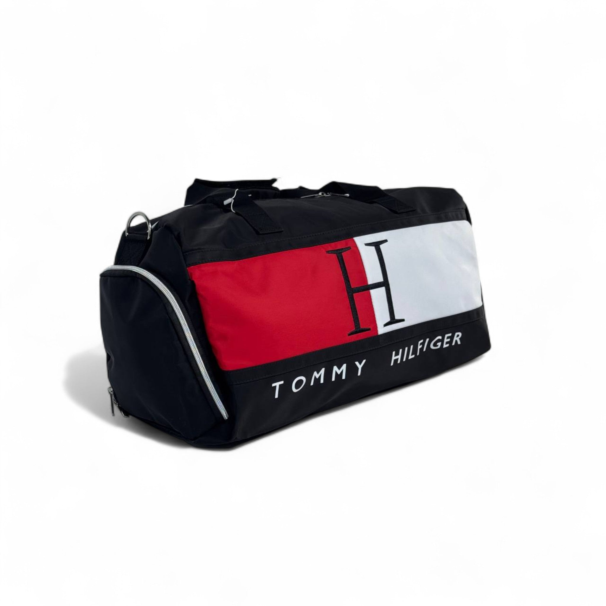 Tommy Hilfiger Oversized Logo Duffel Bag β Black, Red & White π§³π₯