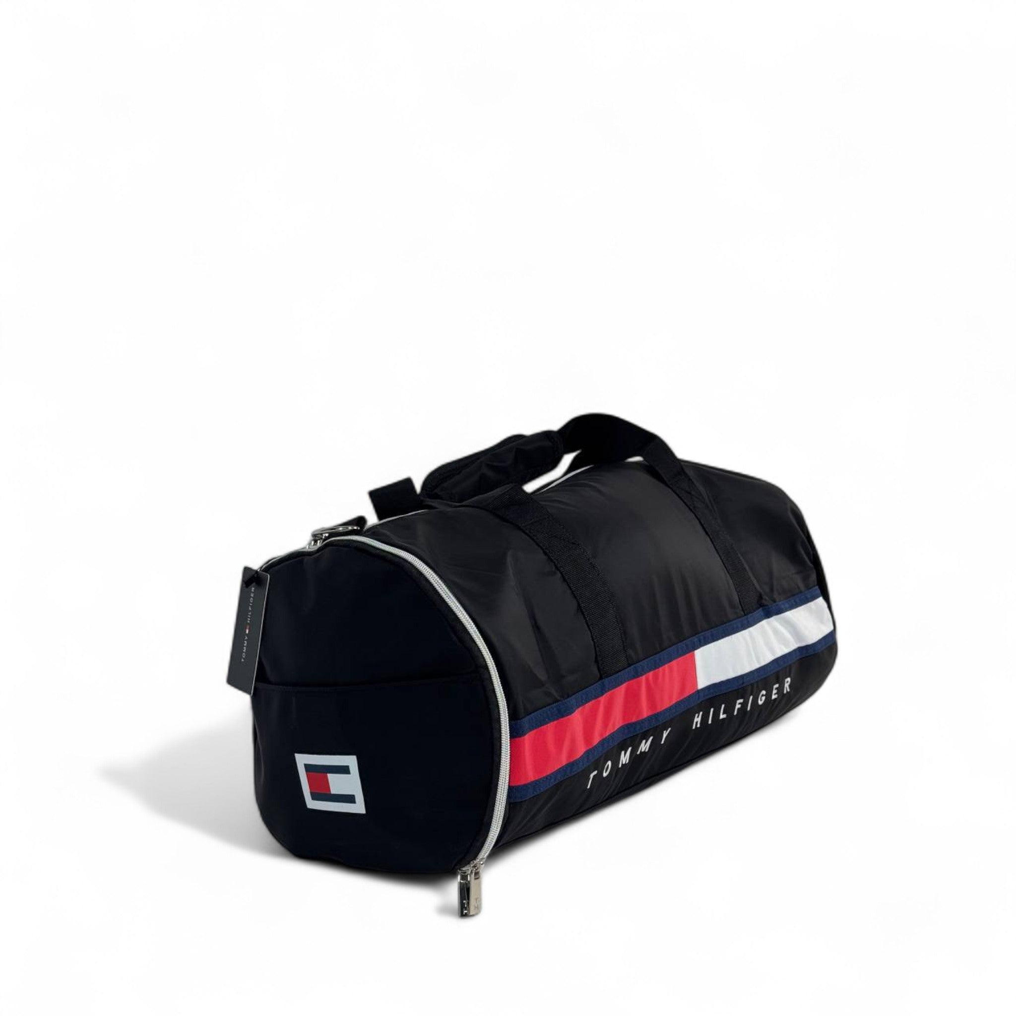 Tommy Hilfiger Black Duffel Bag β Classic Stripe Logo π§³π₯