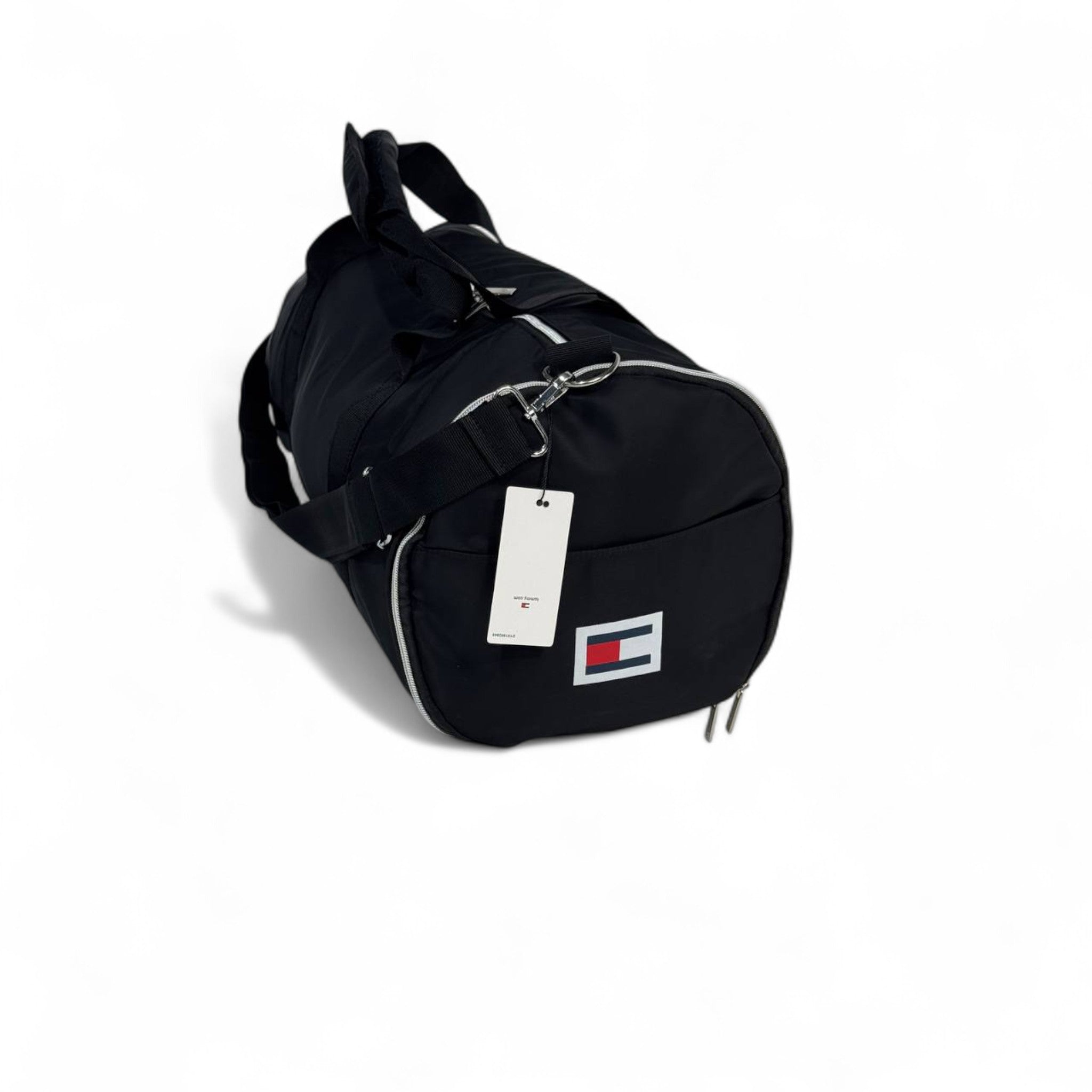 Tommy Hilfiger Black Duffel Bag β Classic Stripe Logo π§³π₯