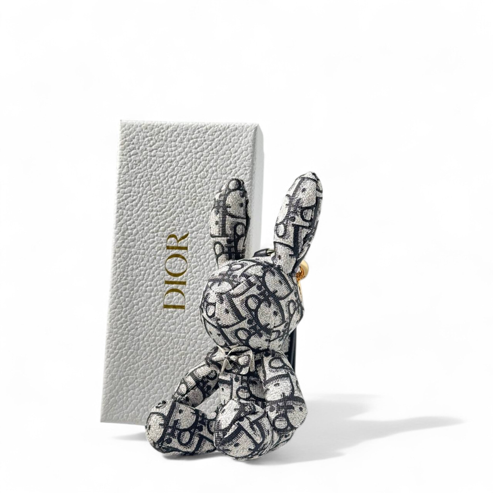đ° Dior-Inspired Bunny Keychain â Monogram Canvas Charm with Bow Tie â¨