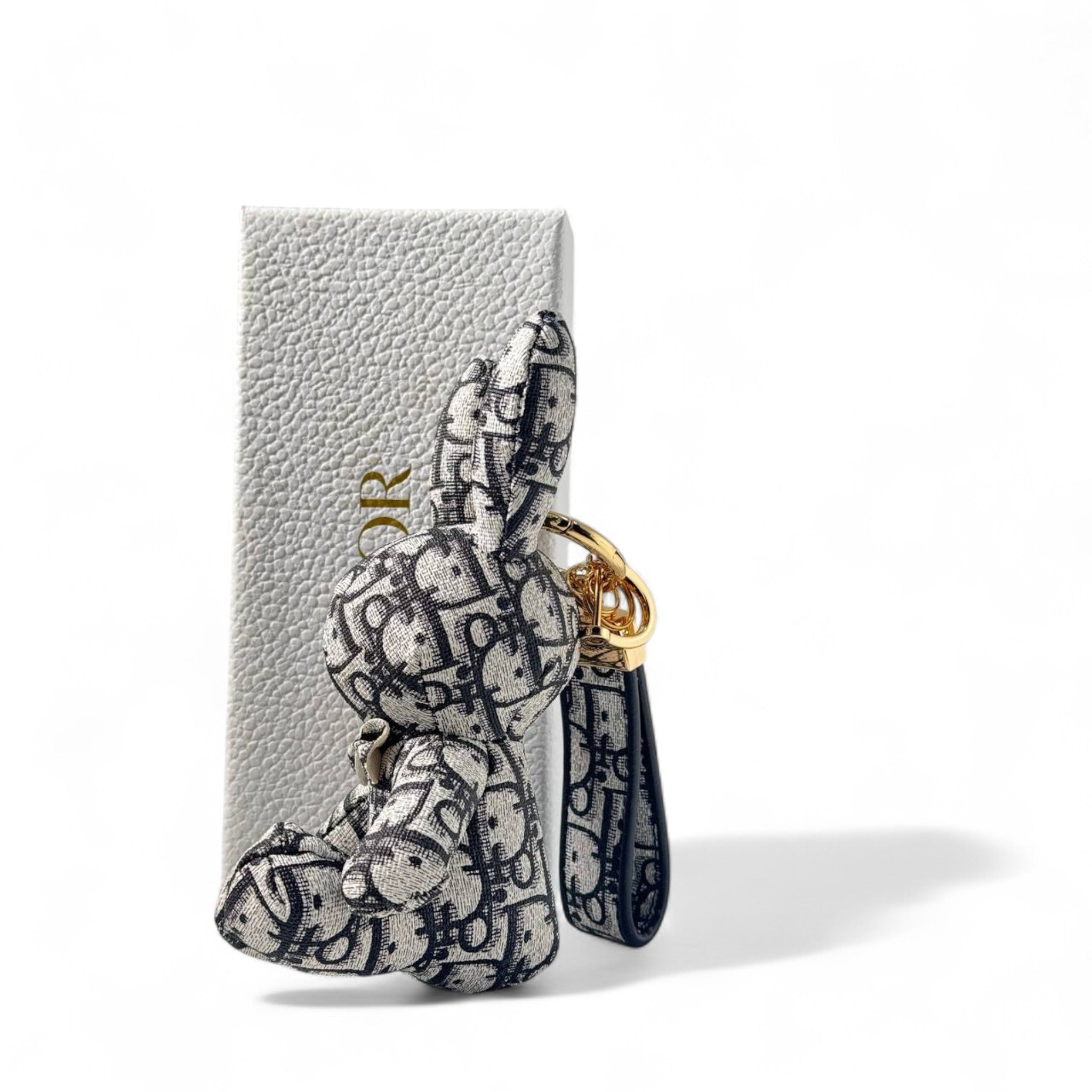 đ° Dior-Inspired Bunny Keychain â Monogram Canvas Charm with Bow Tie â¨