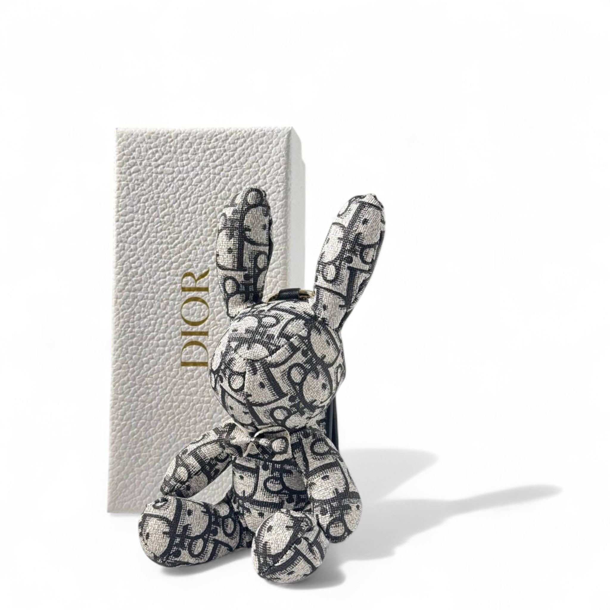 đ° Dior-Inspired Bunny Keychain â Monogram Canvas Charm with Bow Tie â¨