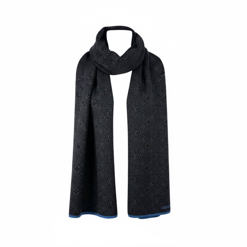 ⚫ Louis Vuitton Monogram Scarf | Gray Wool Blend