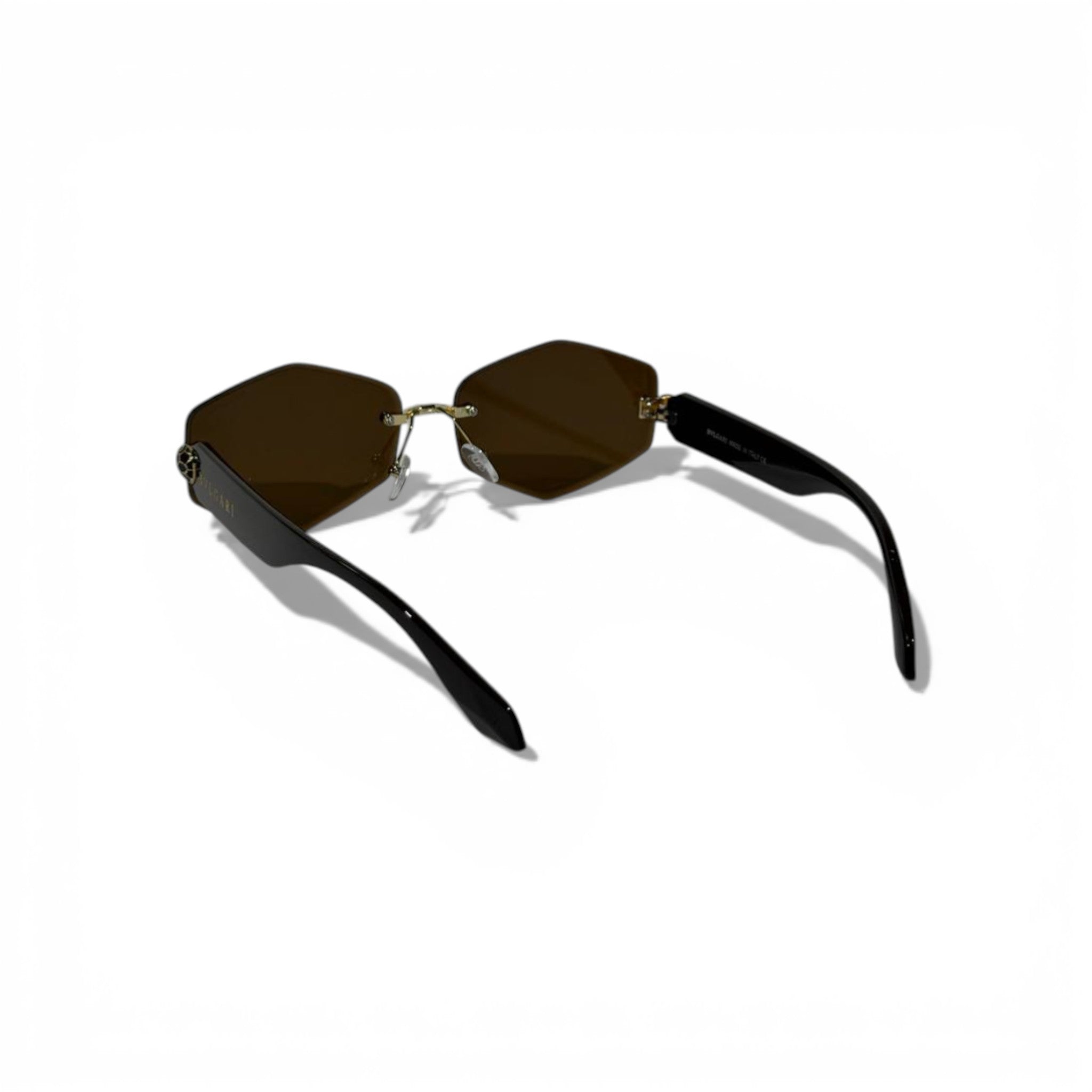 Bvlgari Rimless Geometric Sunglasses – Brown Crystal Edition 🤎🕶️
