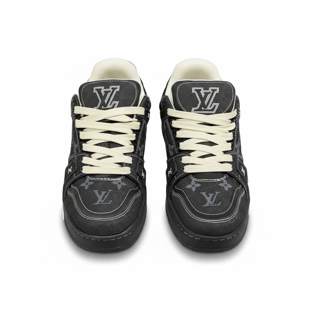 Louis Vuitton Black Denim Monogram Sneakers 🖤✨ | Luxury Street Icon 👟🔥