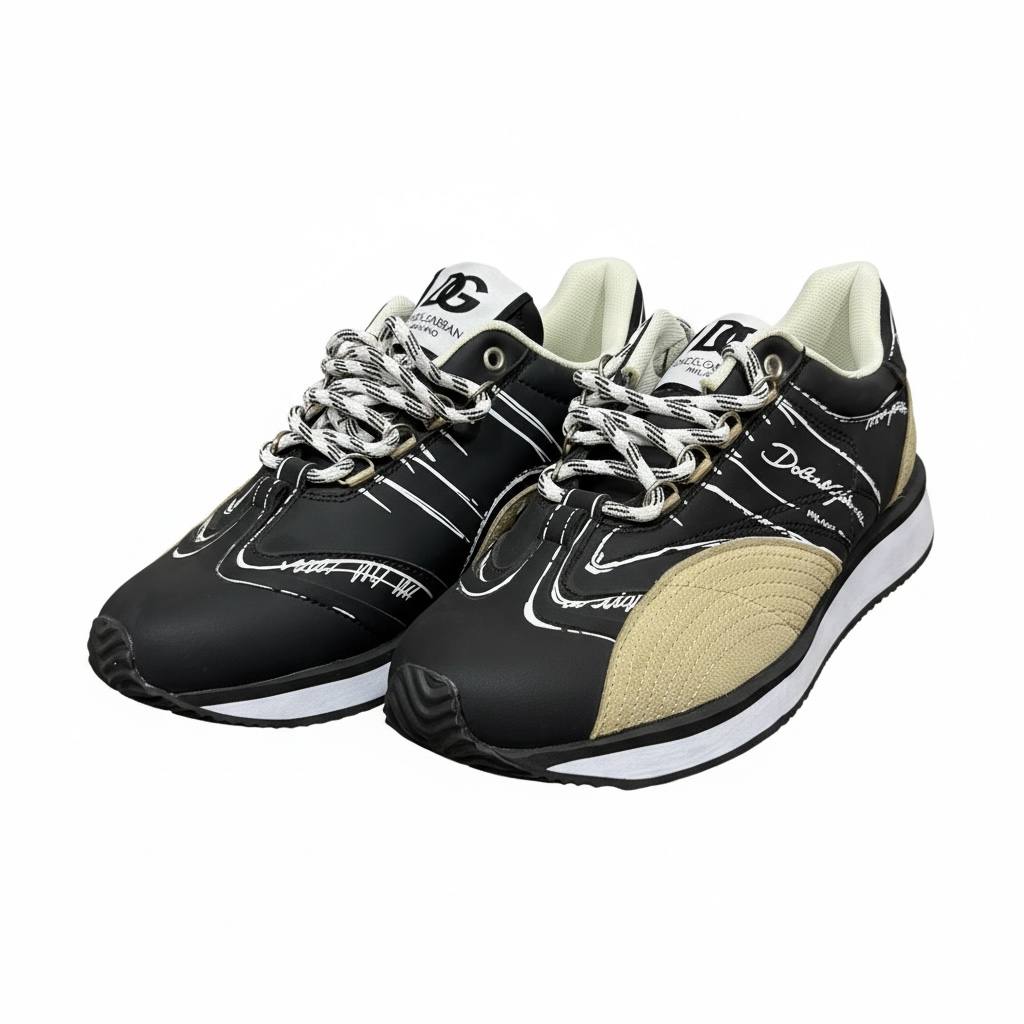 Dolce & Gabbana Black Graphic Sneakers π€βοΈπ₯ | Luxury Artistic Streetwear πβ¨