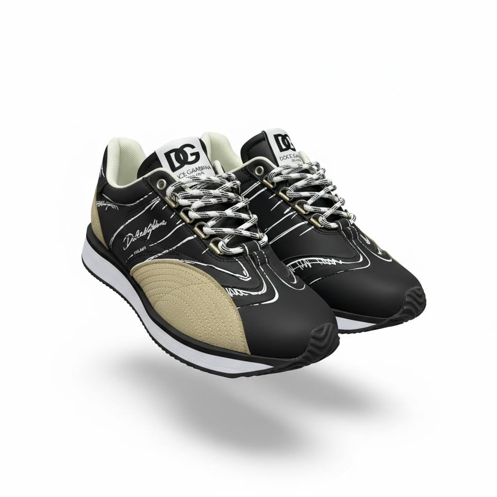 Dolce & Gabbana Black Graphic Sneakers π€βοΈπ₯ | Luxury Artistic Streetwear πβ¨