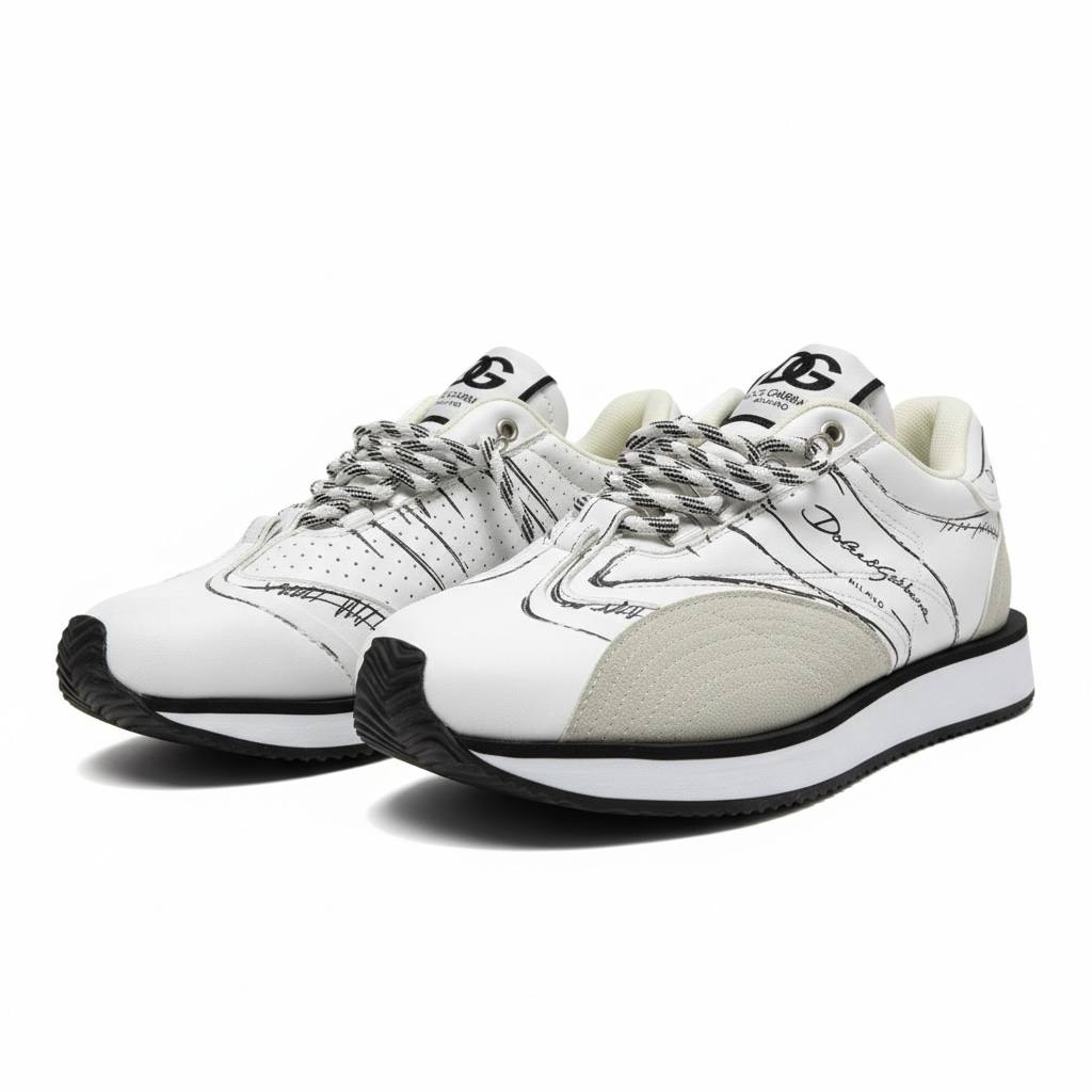 Dolce & Gabbana White Graphic Sneakers ๐คโ๏ธ๐ฅ | Luxury Statement Runner ๐โจ