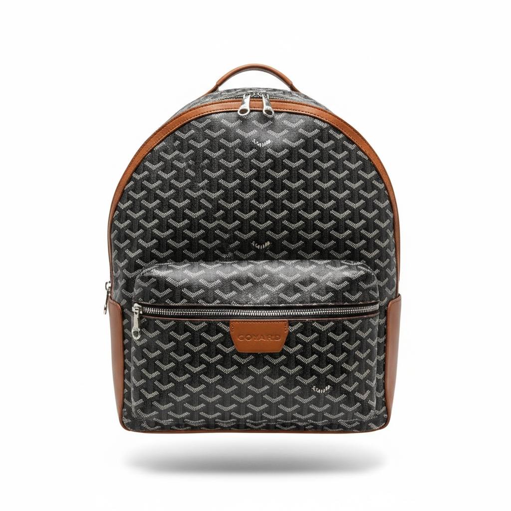Goyard Black Monogram Backpack with Brown Trim ππ€π€ | Refined Luxury Essential β¨π₯