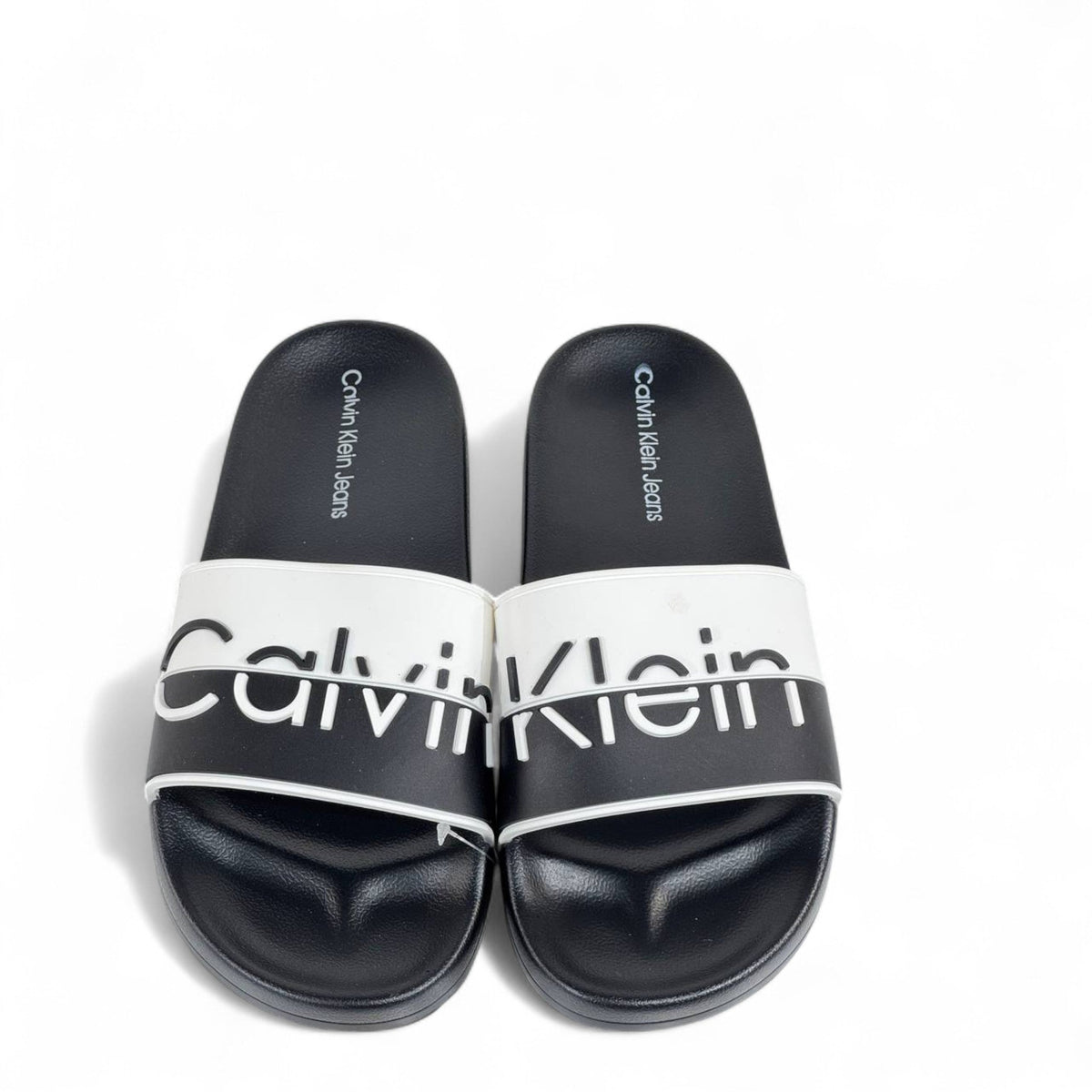 ⚫⚪ Calvin Klein Jeans Black & White Slides | Modern Comfort & Bold Style