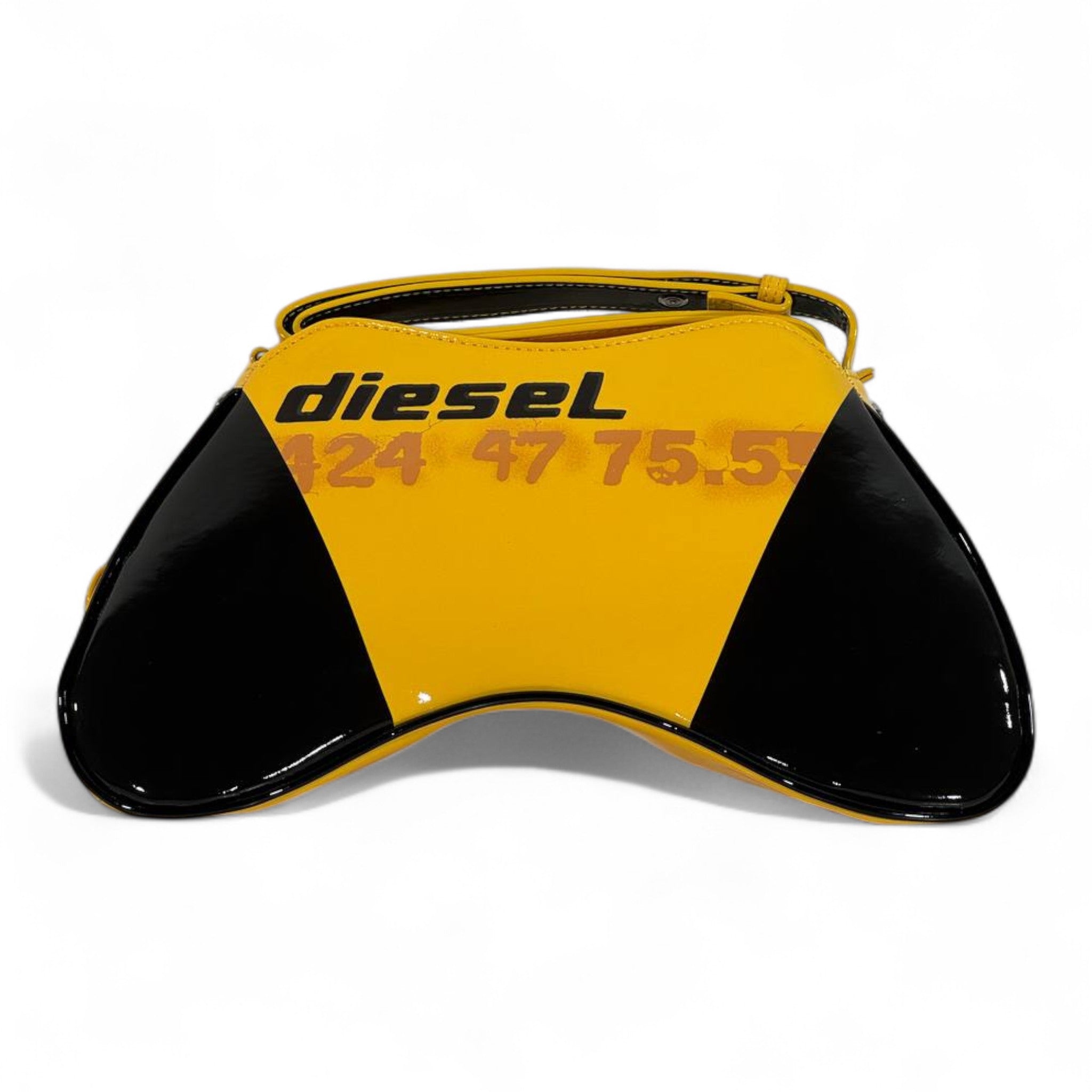DIESEL Yellow & Black Gloss Y2K Shoulder Bag ππ€ | Bold Logo Futuristic Design