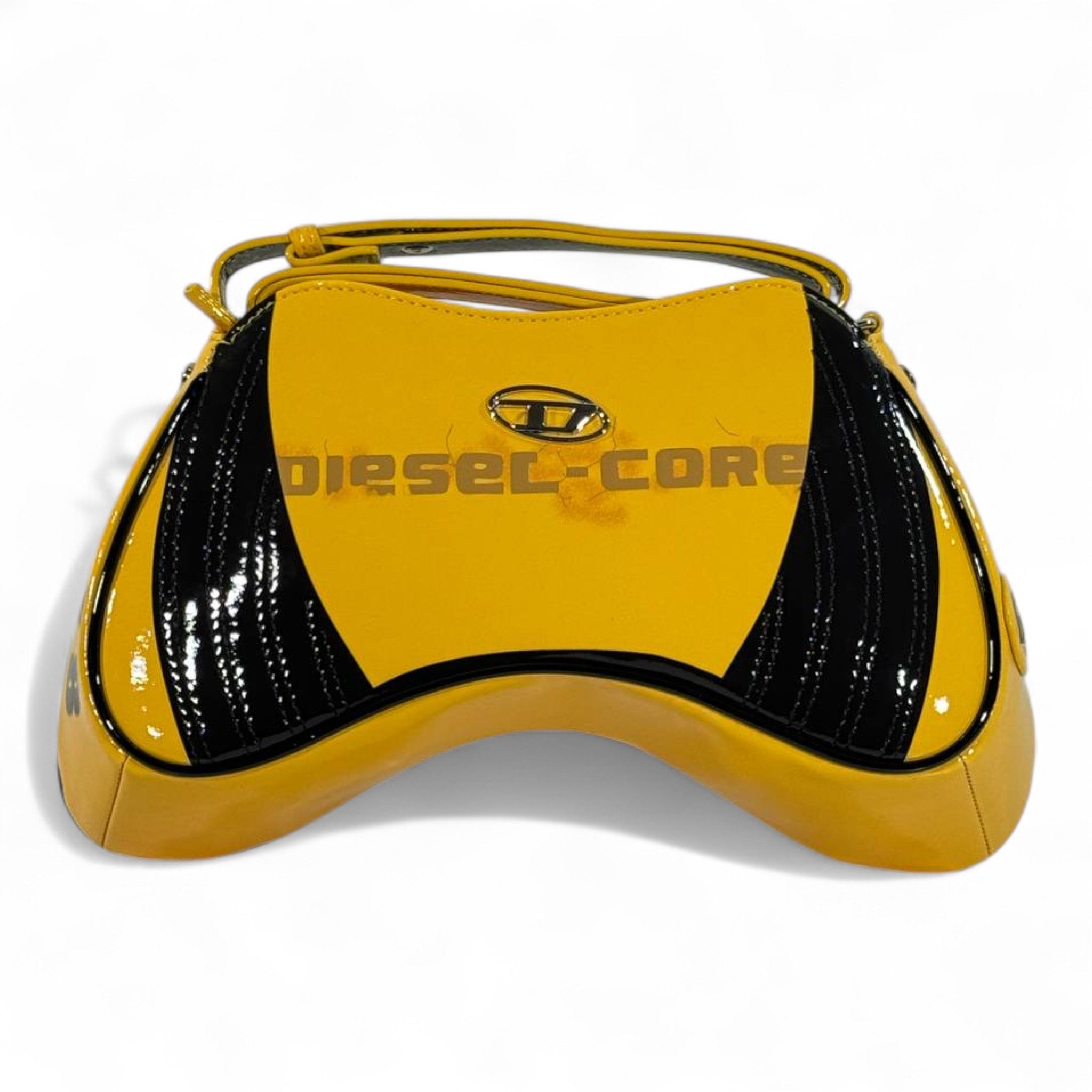 DIESEL Yellow & Black Gloss Y2K Shoulder Bag ππ€ | Bold Logo Futuristic Design