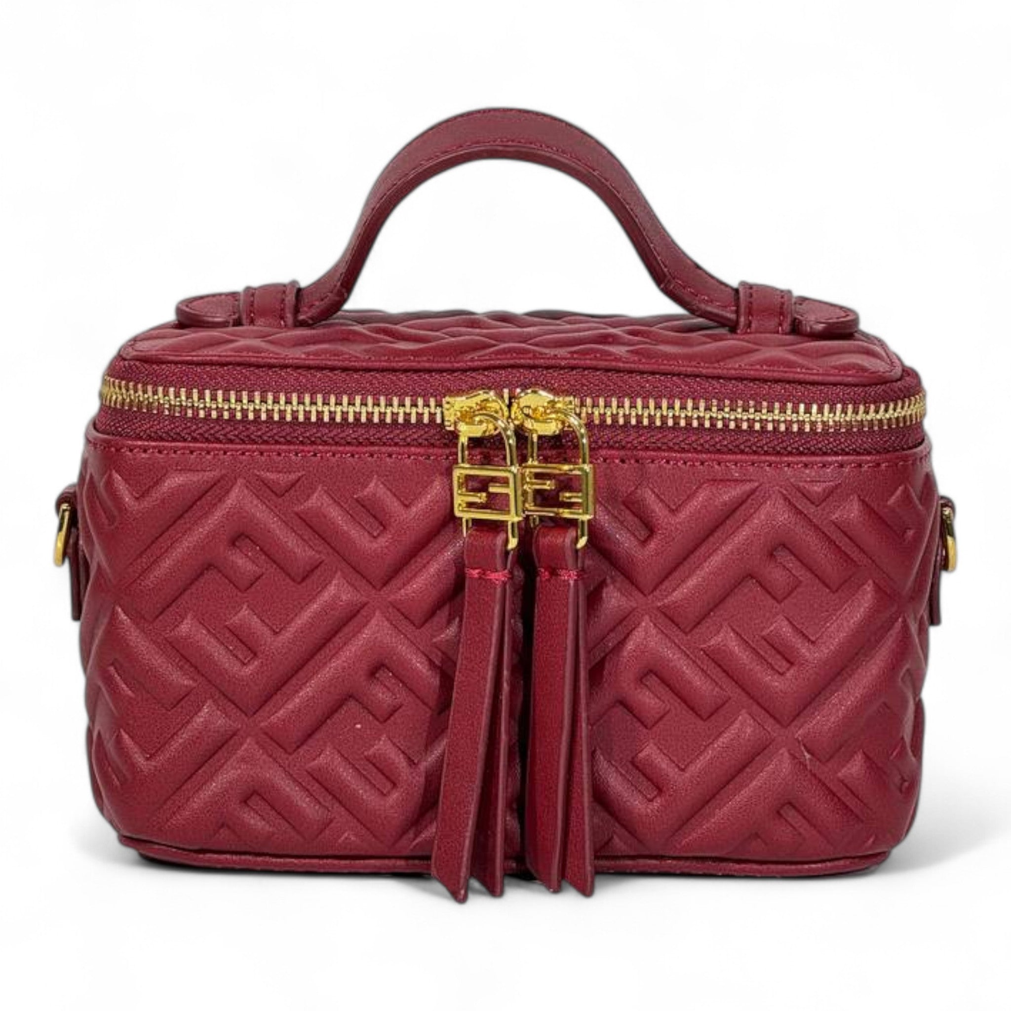 FENDI Red Nappa FF Vanity Box Bag β€οΈβ¨ | Quilted Monogram & Gold Hardware
