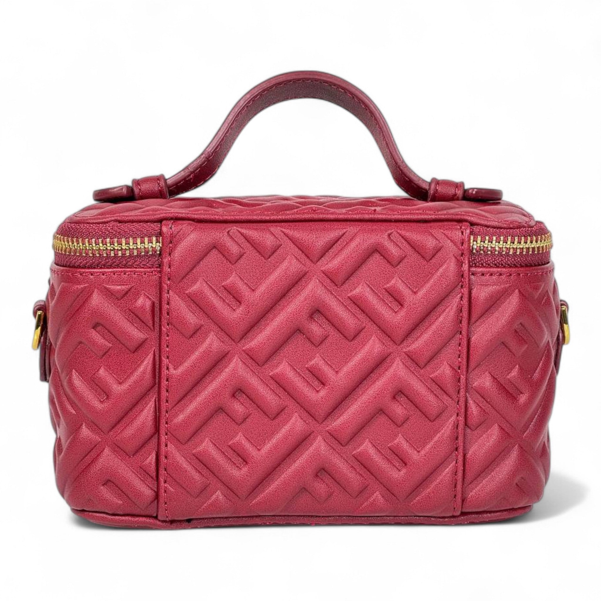FENDI Red Nappa FF Vanity Box Bag β€οΈβ¨ | Quilted Monogram & Gold Hardware