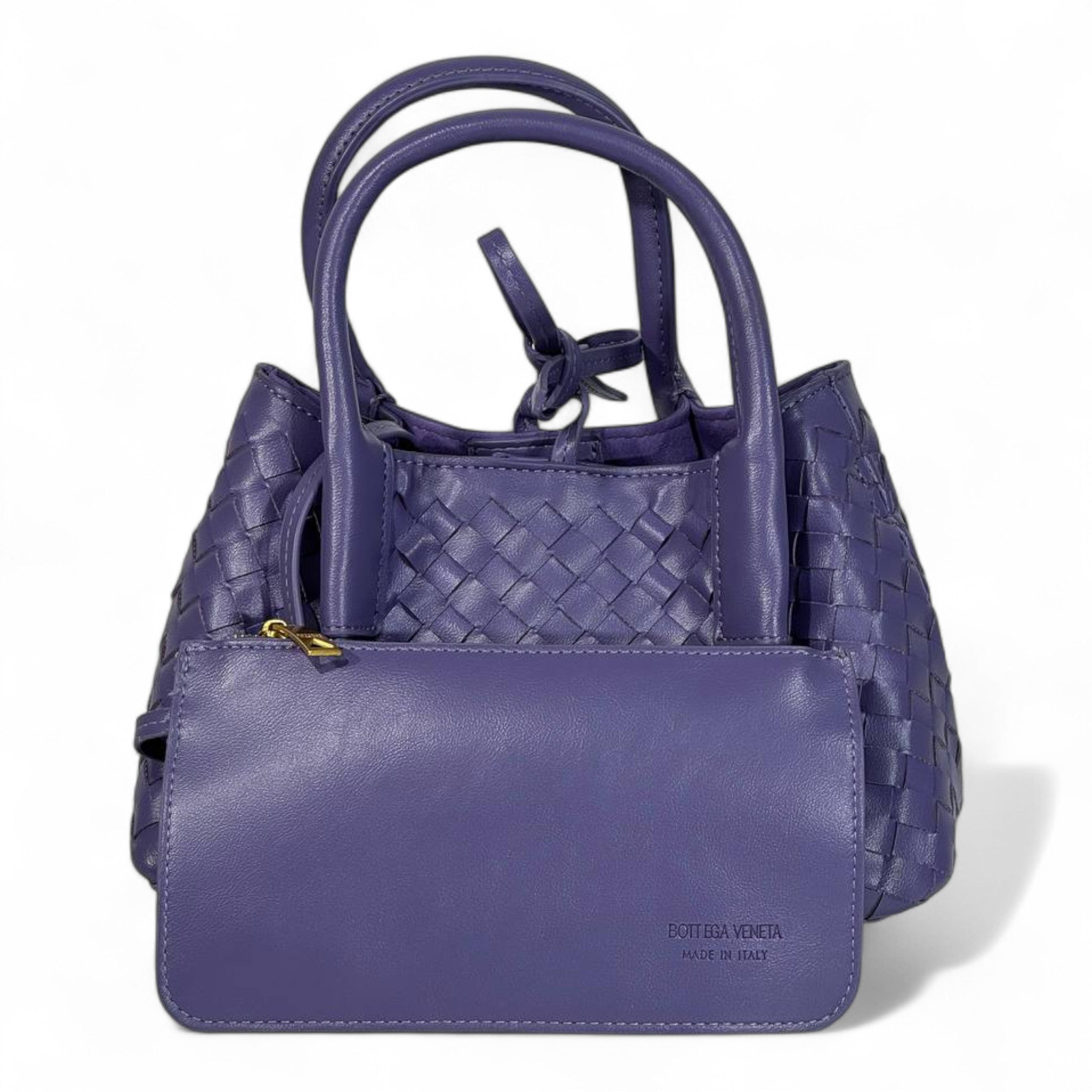 Bottega Veneta Mini Intrecciato Tote β Violet πβ¨ | Woven Leather Bag + Matching Pouch