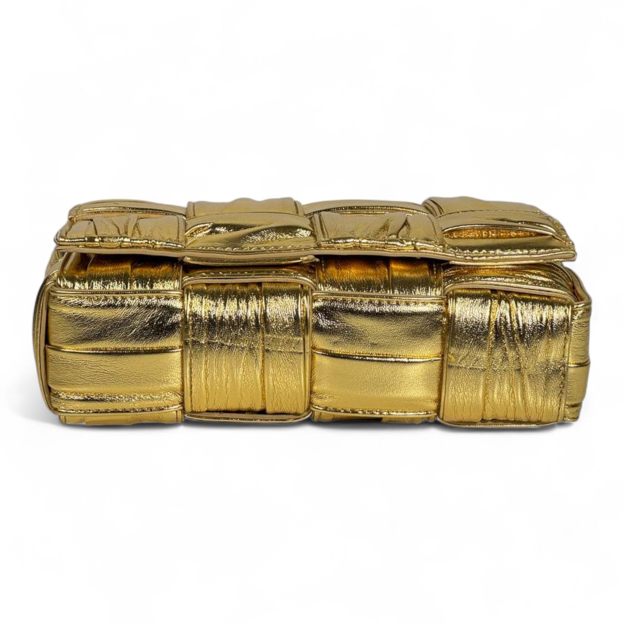 Bottega Veneta Gold Padded Cassette Bag β¨π | Metallic Intreccio Luxury Shoulder Bag