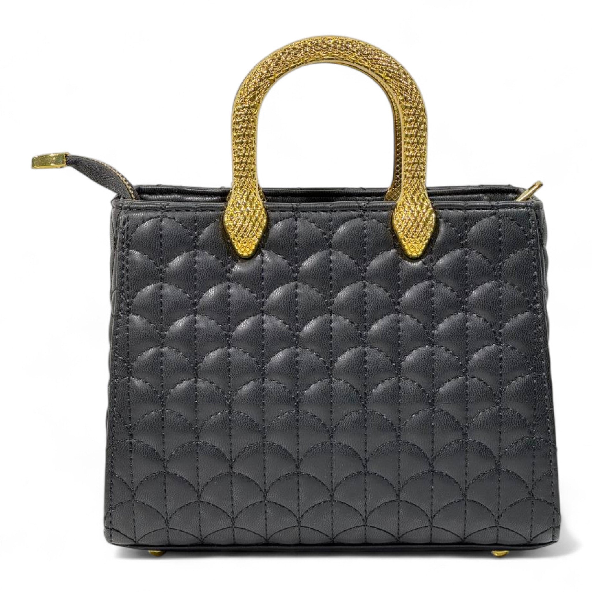 BVLGARI Black Quilted Handbag with Gold Serpent Handles β Luxury Iconic Design π€β¨