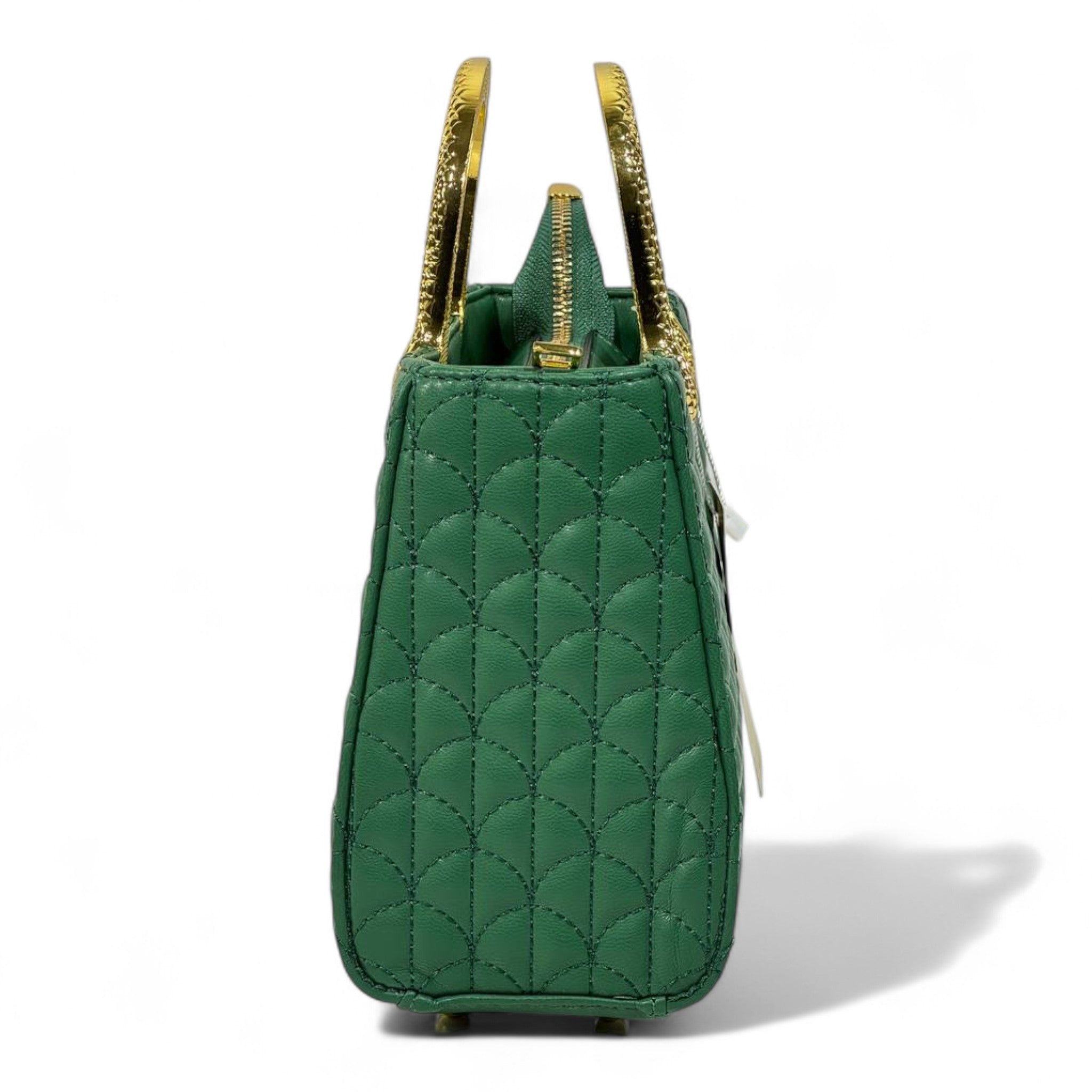 BVLGARI Emerald Green Quilted Handbag with Gold Serpent Handles β Luxury Signature Edition πβ¨