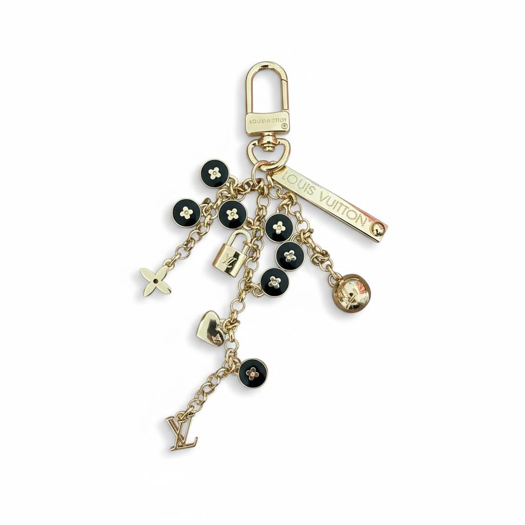 Louis Vuitton Gold & Black key chain – Monogram Icon Luxury Accessory ✨🖤