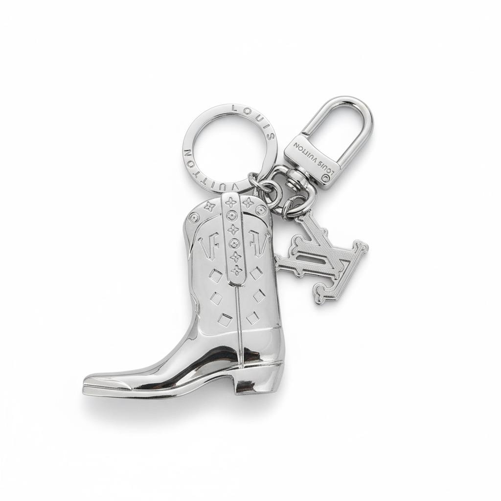 Louis Vuitton Silver Boot Key Chain – Western Monogram Luxury Edition 🤍✨