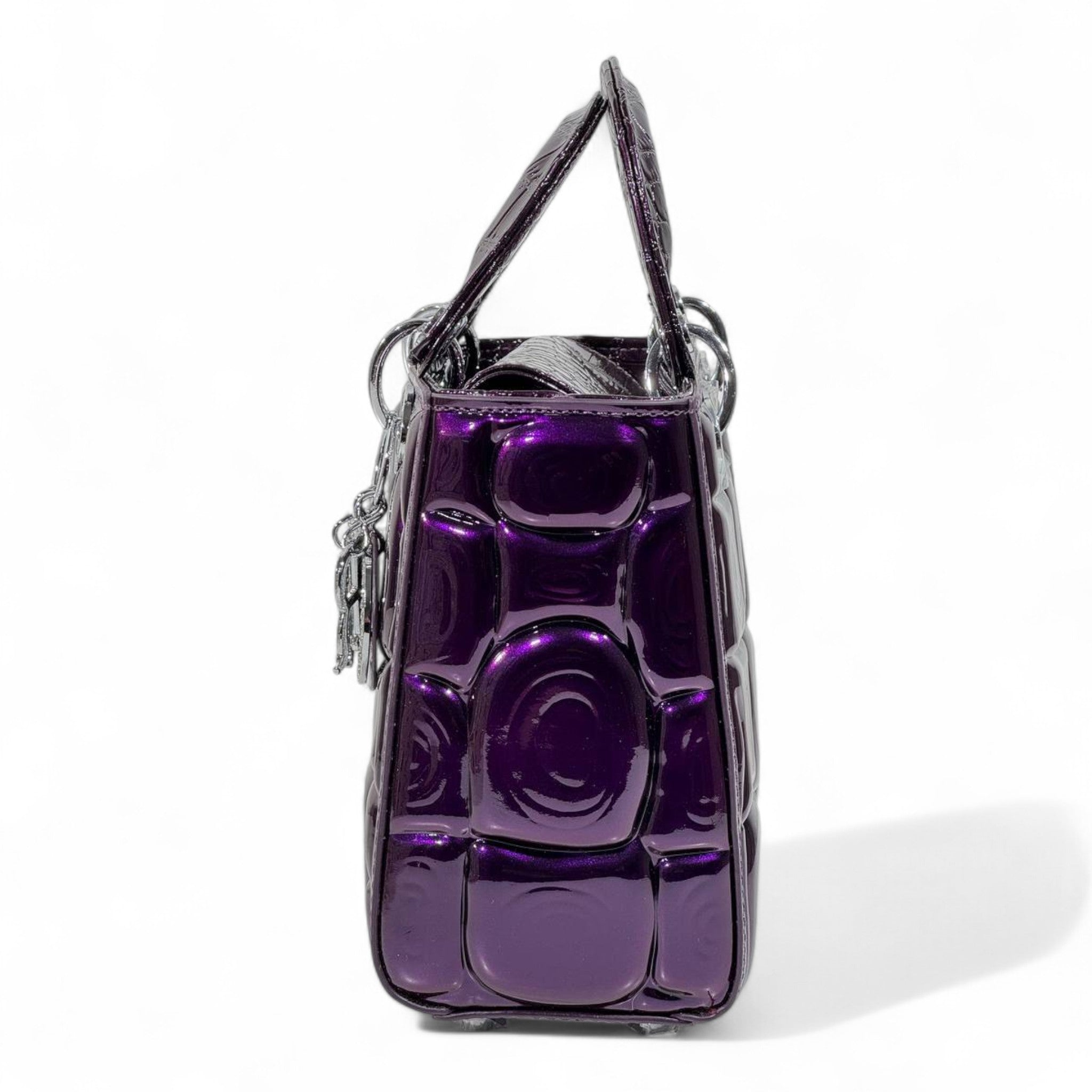 Dior Purple Patent Lady Bag β Glossy Cannage Luxe with Crystal Charms πβ¨