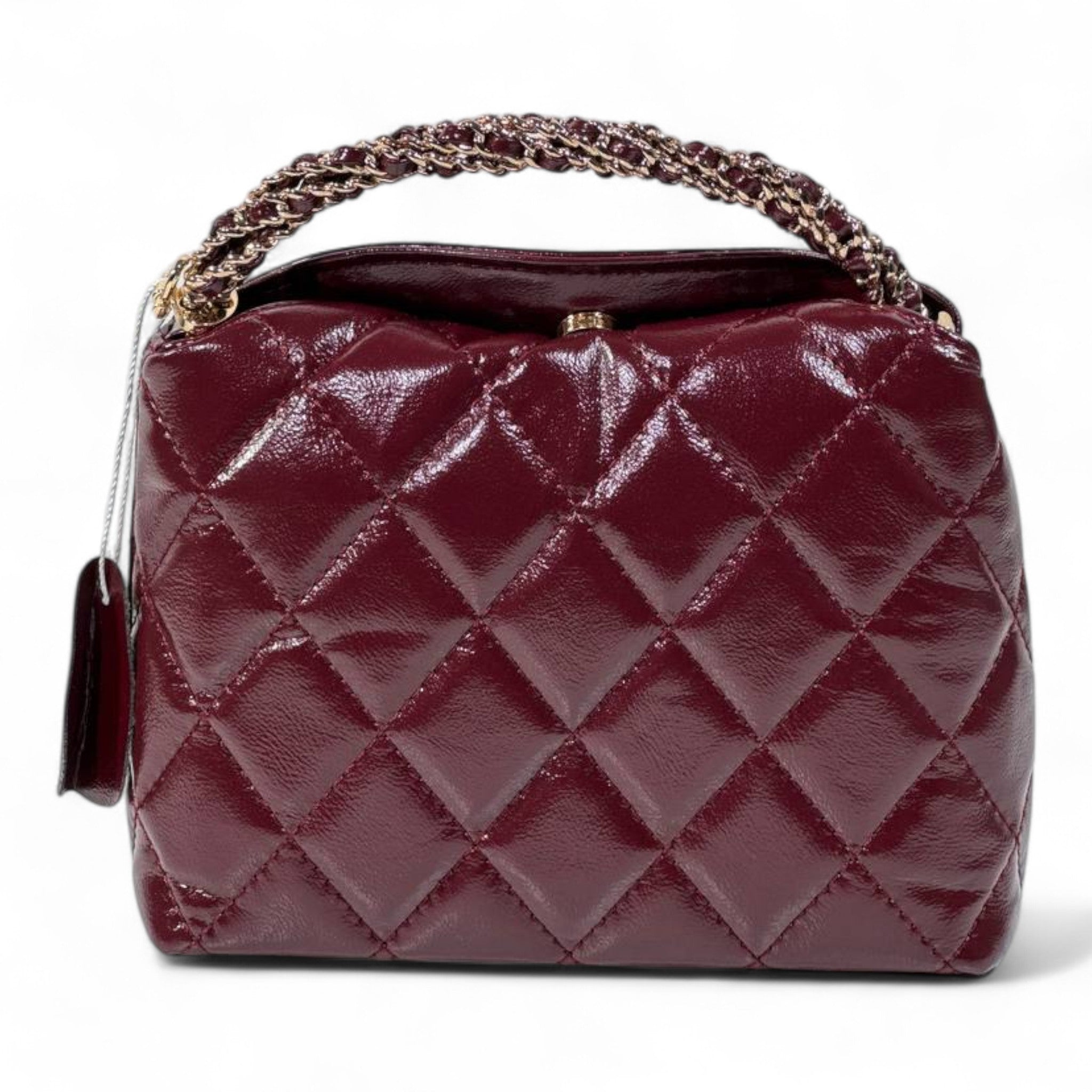 Chanel Burgundy Quilted Mini Top-Handle Bag β Glossy Classic Luxury Edition π·β¨