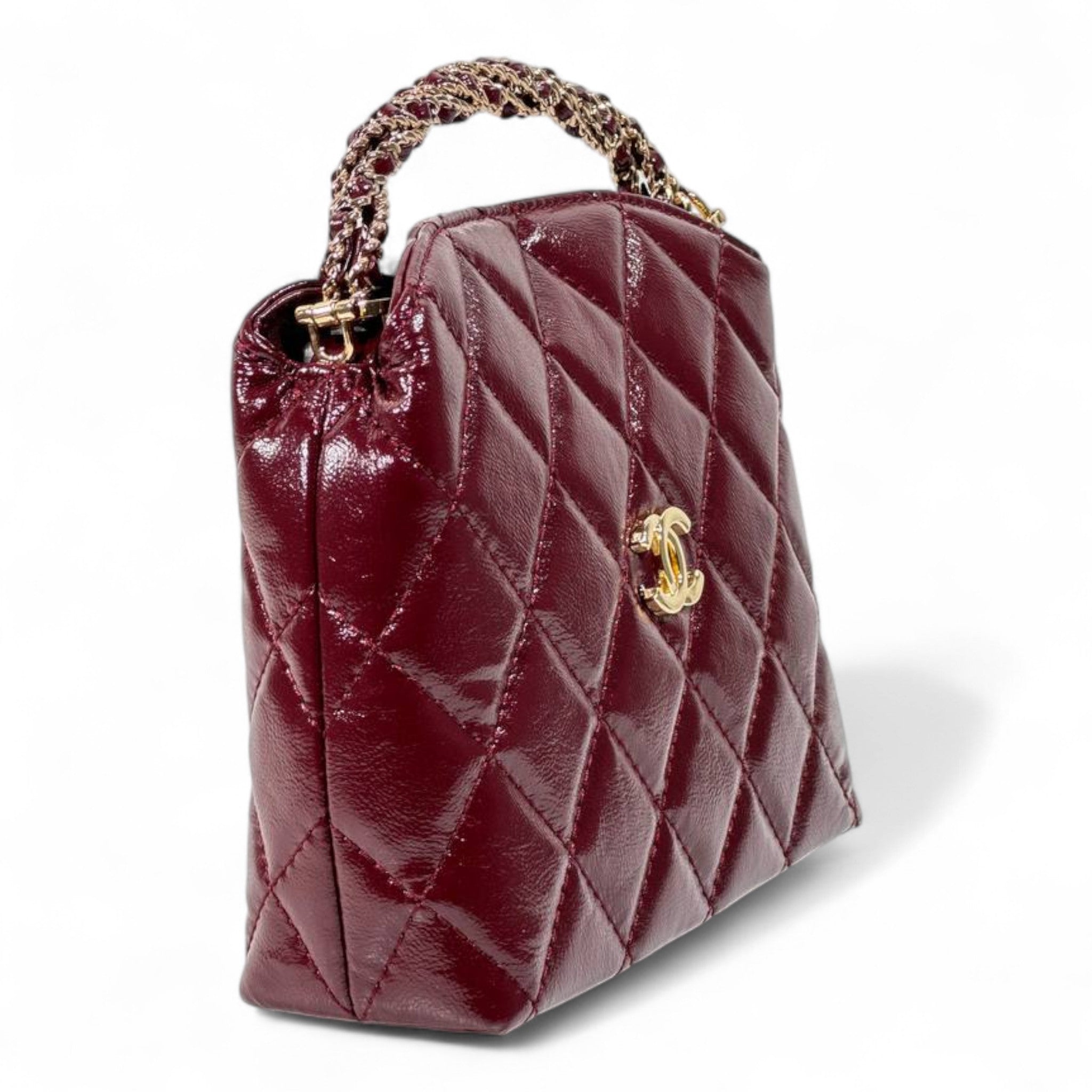 Chanel Burgundy Quilted Mini Top-Handle Bag β Glossy Classic Luxury Edition π·β¨