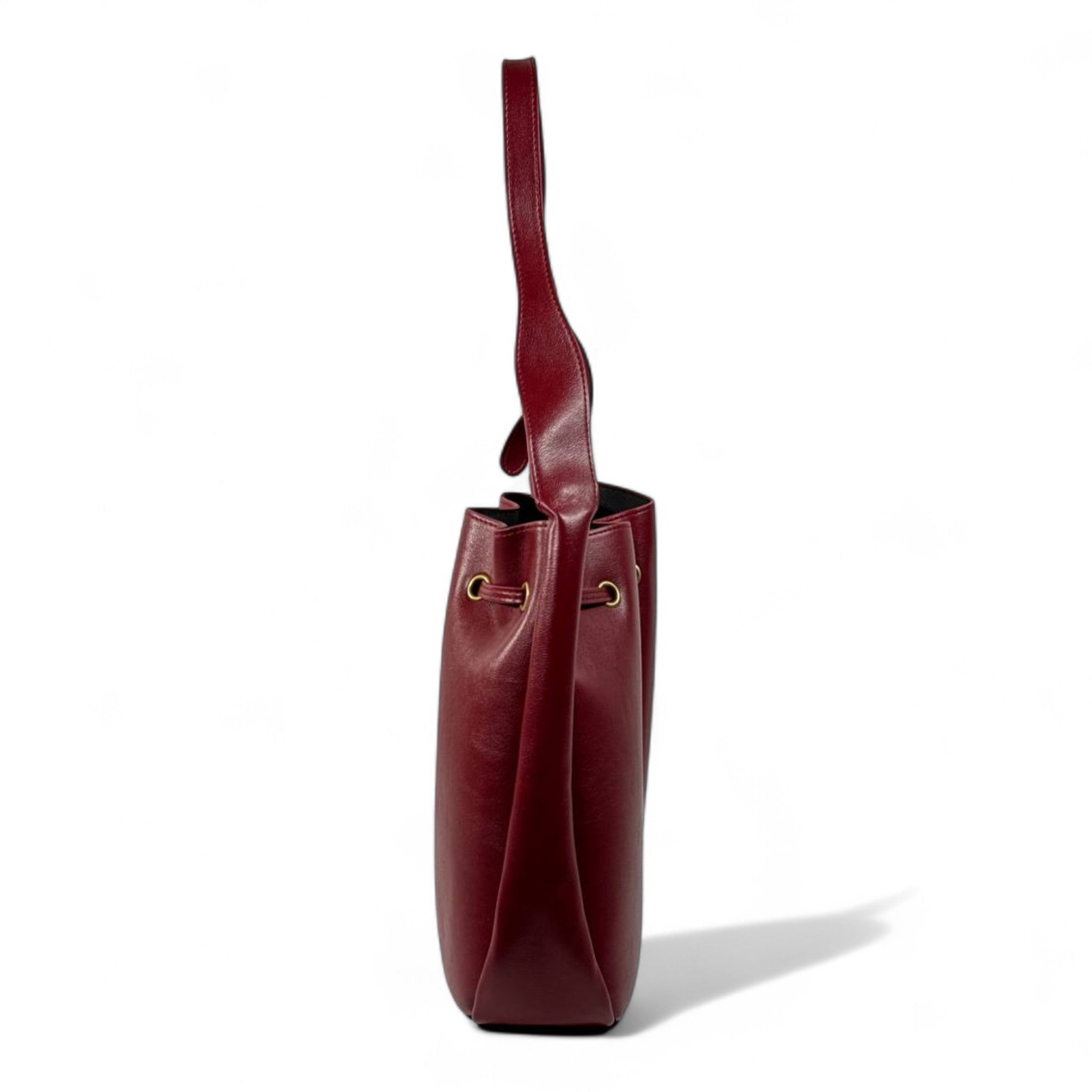 YSL Burgundy Leather Shoulder Bag β Classic Drawstring Luxury Elegance π·β¨