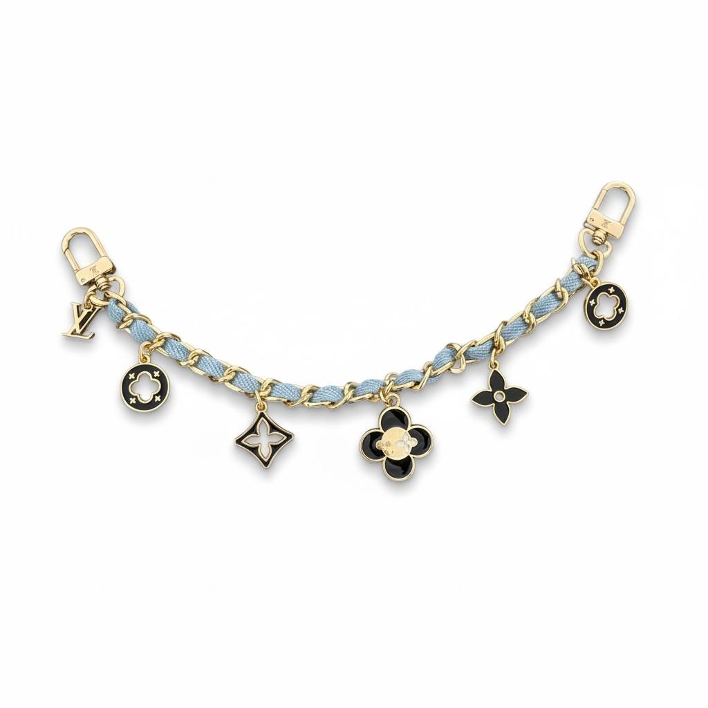 Louis Vuitton Gold & Blue Monogram Charm Chain β¨π | Luxury Bag Accessory