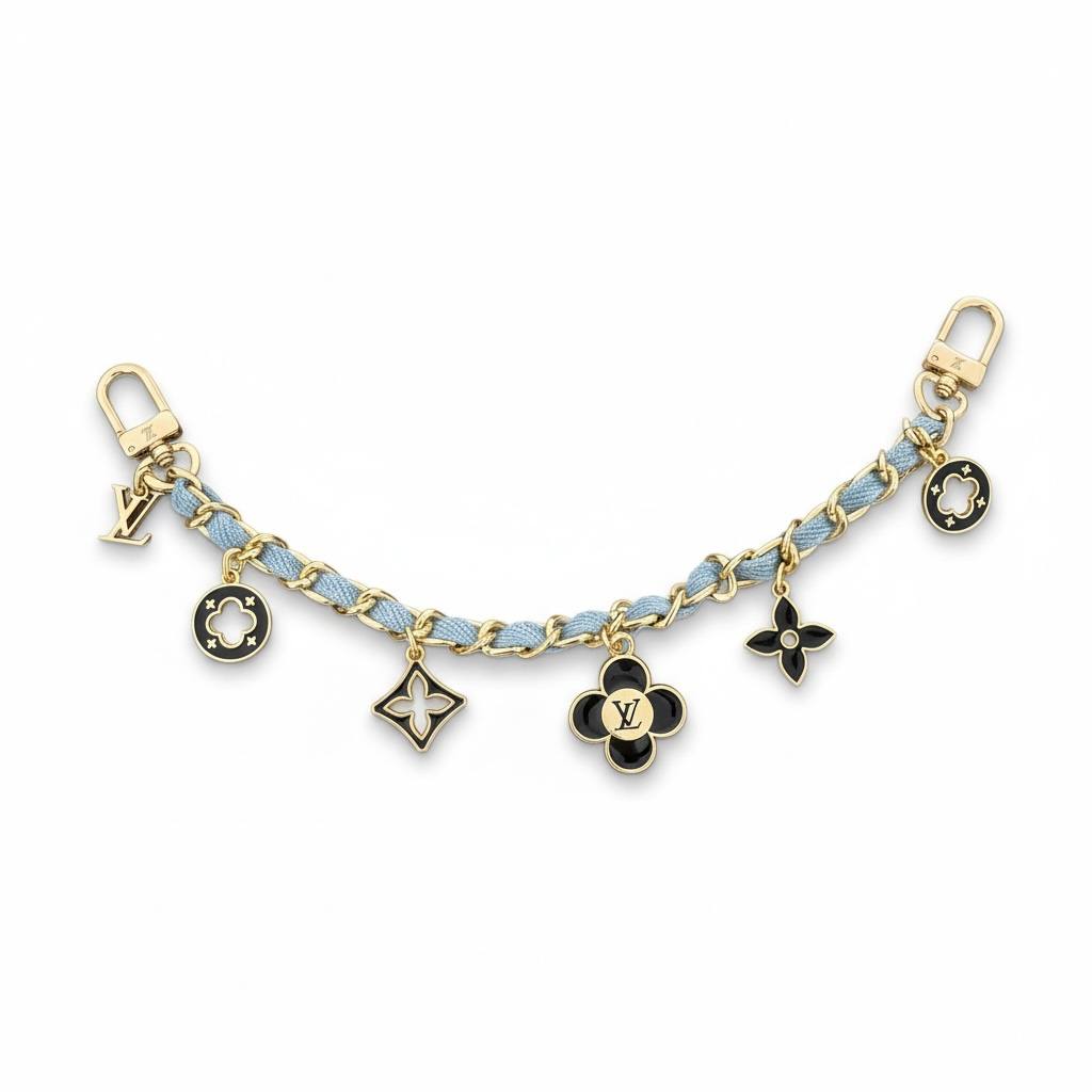 Louis Vuitton Gold & Blue Monogram Charm Chain β¨π | Luxury Bag Accessory