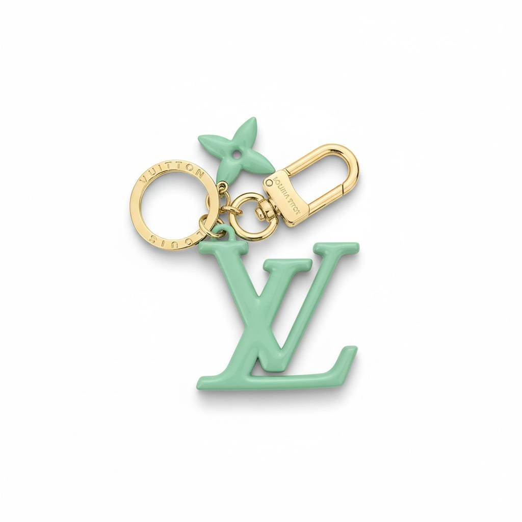 Louis Vuitton Mint Green LV Charm β¨π | Gold Designer Keychain & Bag Accessory