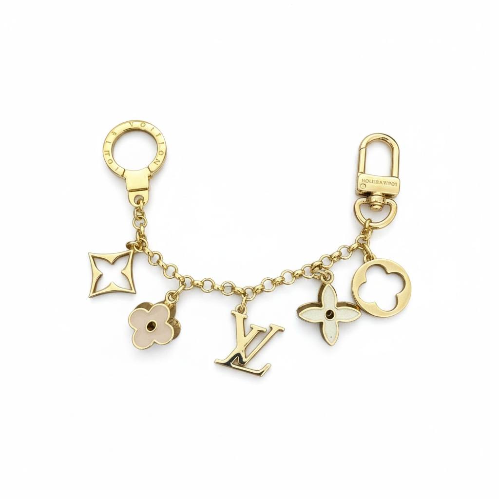 Louis Vuitton Gold Monogram Charm Chain β¨π | Luxury Bag Accessory & Keychain