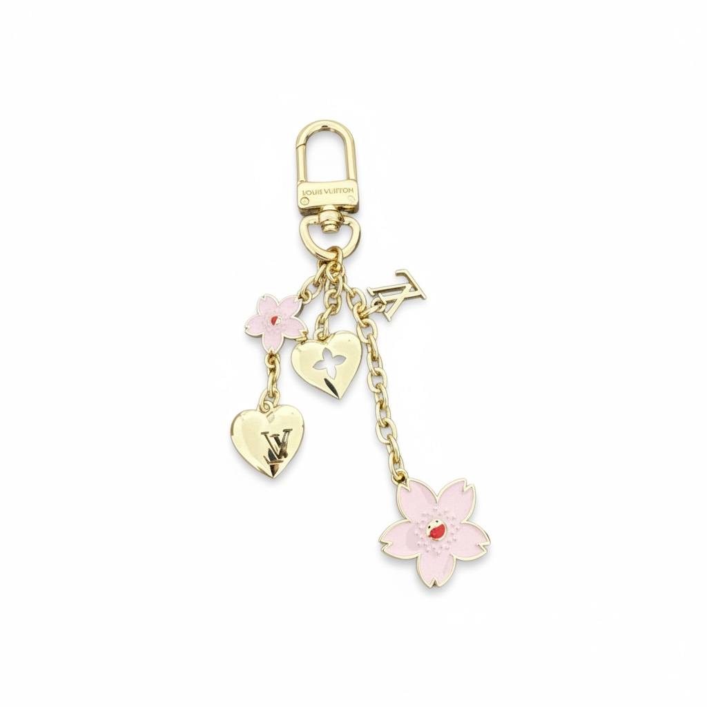 Louis Vuitton Sakura Heart Charm β¨πΈπ | Romantic Gold Bag & Key Accessory