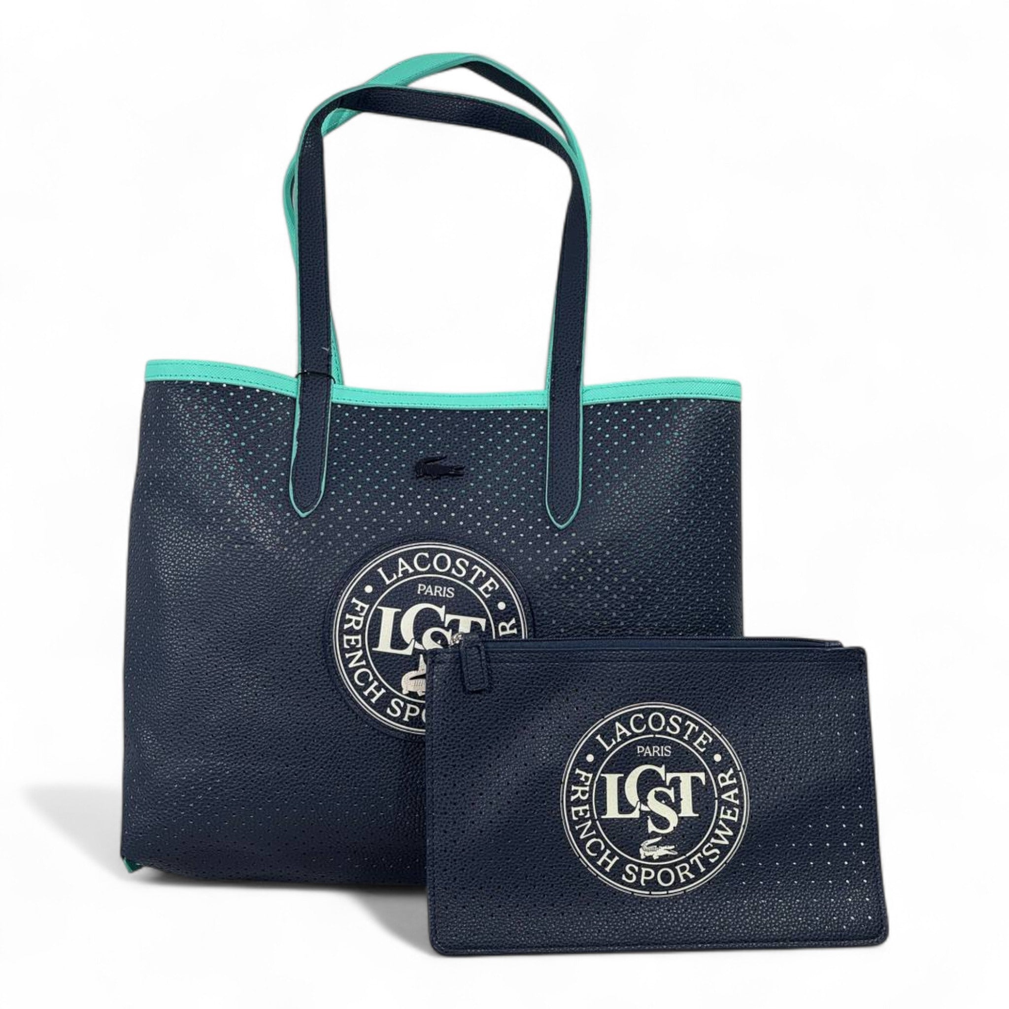 ✨ Lacoste Double-Face Reversible Sports Tote – Navy & Mint Edition ✨