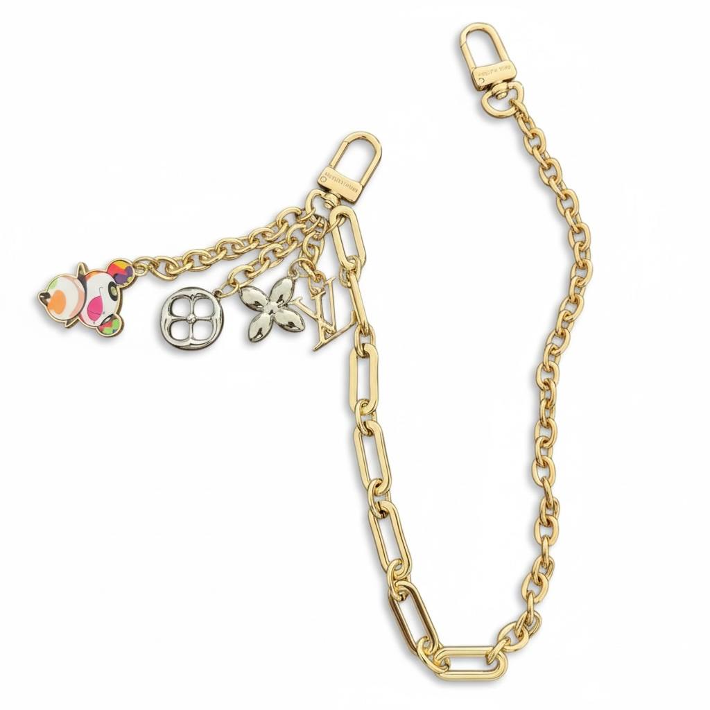 ✨ Louis Vuitton Gold Chain Bag Charm – Multicolor Mascot & Monogram Edition
