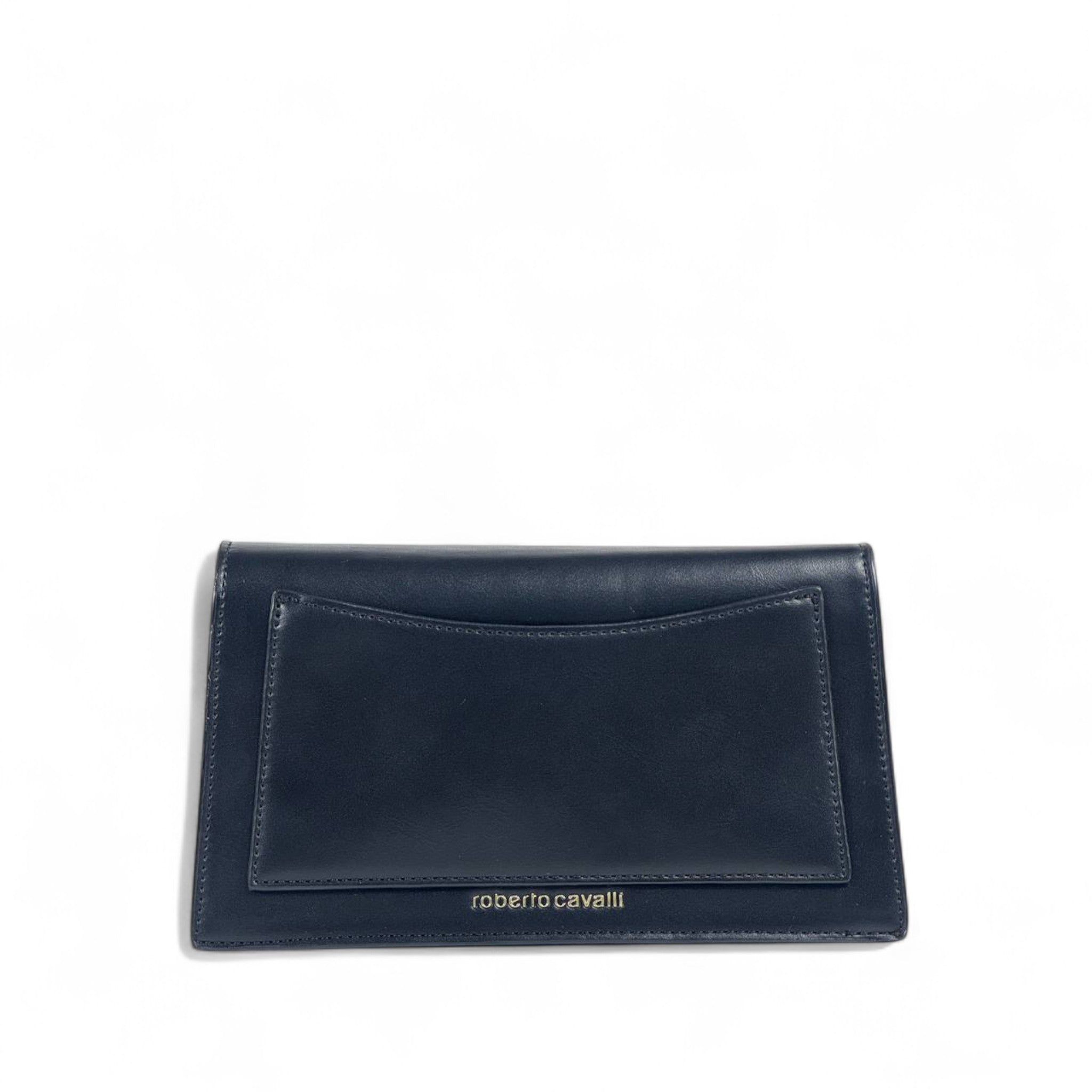 đ
Roberto Cavalli Black Leather Clutch â Gold Embroidered Tigers ⨠| Luxury Womenâs Evening Bag