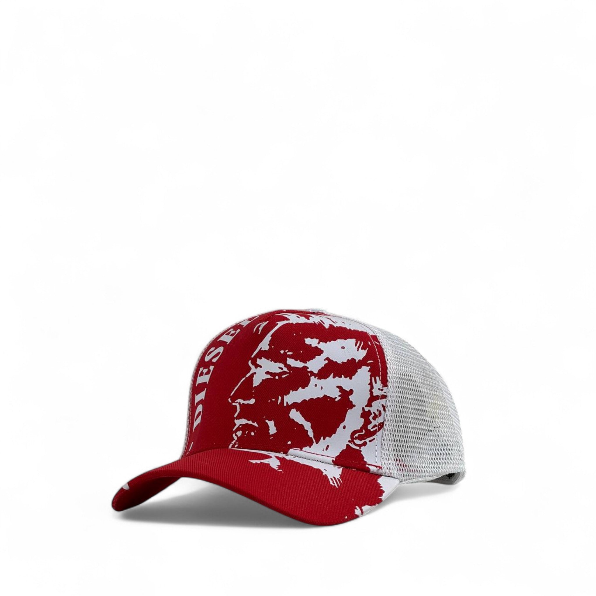 𧢠Diesel Red & White Trucker Cap â Iconic Mohawk Graphic | Unisex Streetwear Hat