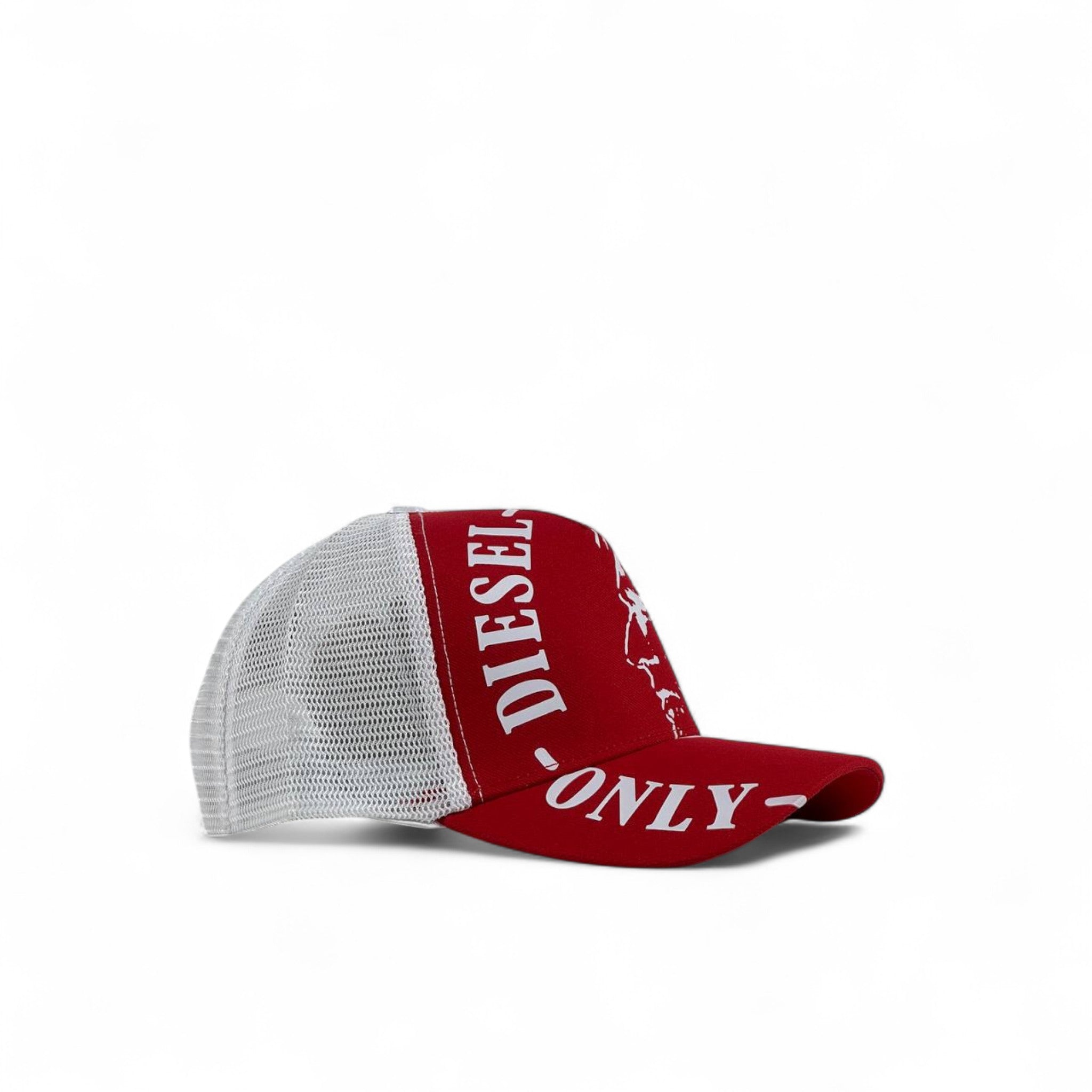 𧢠Diesel Red & White Trucker Cap â Iconic Mohawk Graphic | Unisex Streetwear Hat