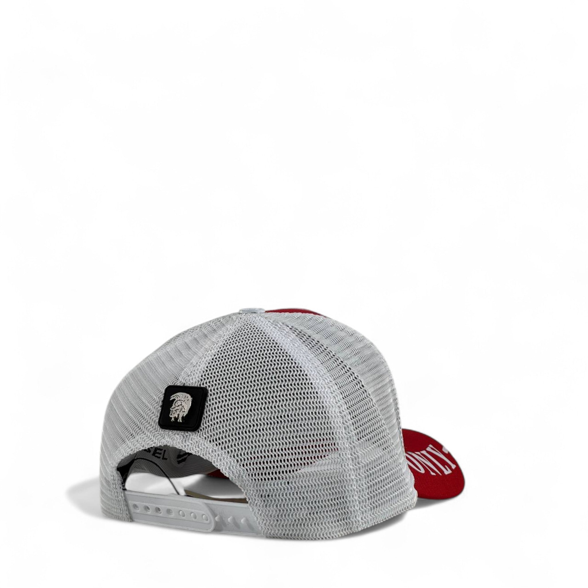 𧢠Diesel Red & White Trucker Cap â Iconic Mohawk Graphic | Unisex Streetwear Hat