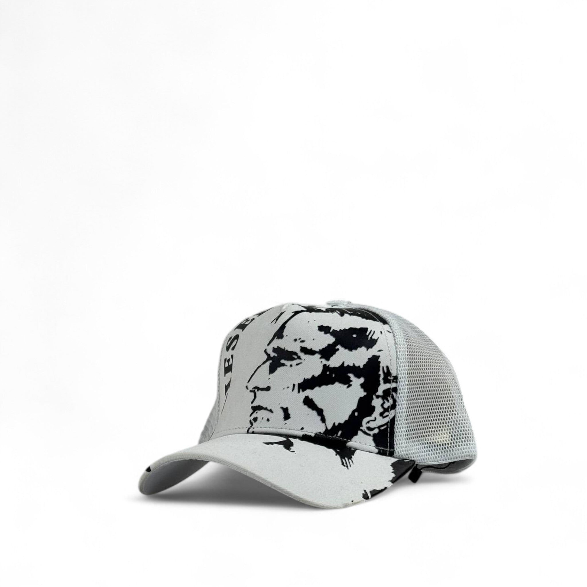 Diesel White Trucker Cap β Mohawk Graphic, Unisex Mesh Snapback