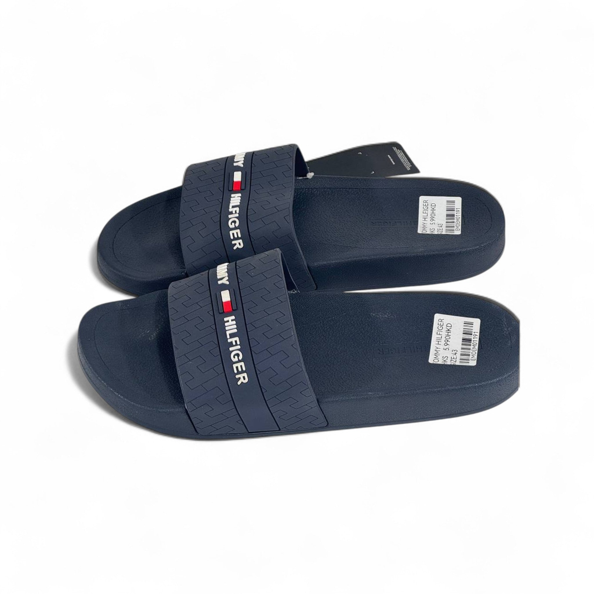 🔵 Tommy Hilfiger Navy Blue Slides – Classic Flag Logo Slippers