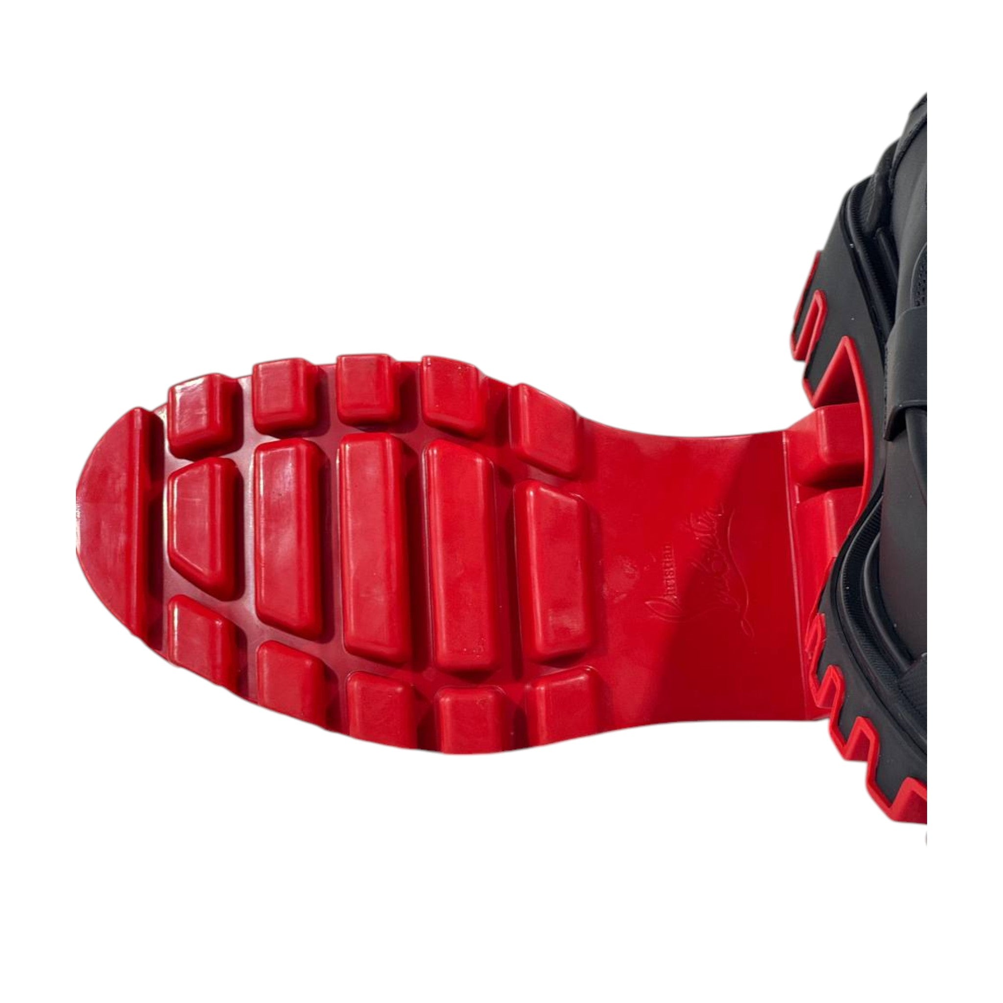 🔥 Christian Louboutin CL Loafers – Black Leather with Red Chunky Sole 👞✨