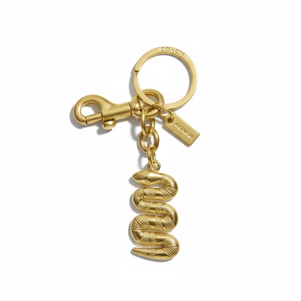 π Coach Gold Snake Charm Keychain β Bold Luxury Accessory
