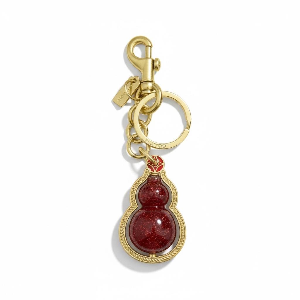 β€οΈ Coach Red Gourd Charm Keychain β Gold & Enamel Luxury Accessory