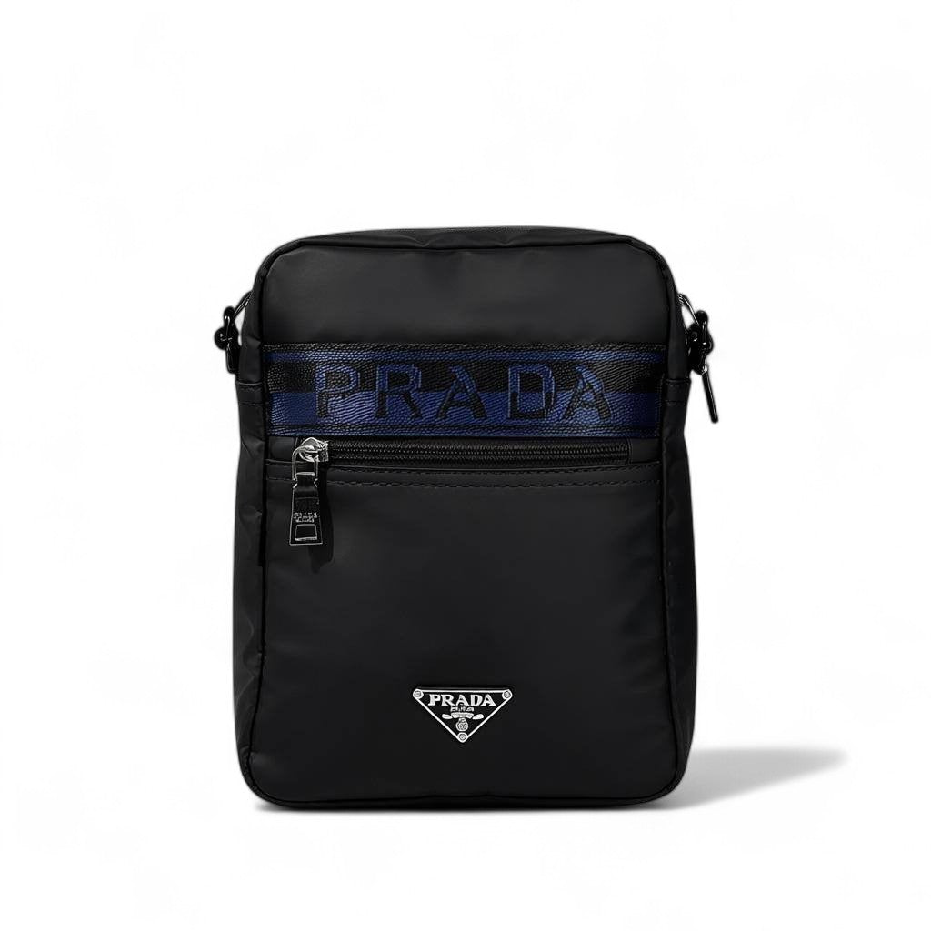 π€π Prada Black & Blue Logo Crossbody Bag β Premium Nylon Designer Shoulder Bag