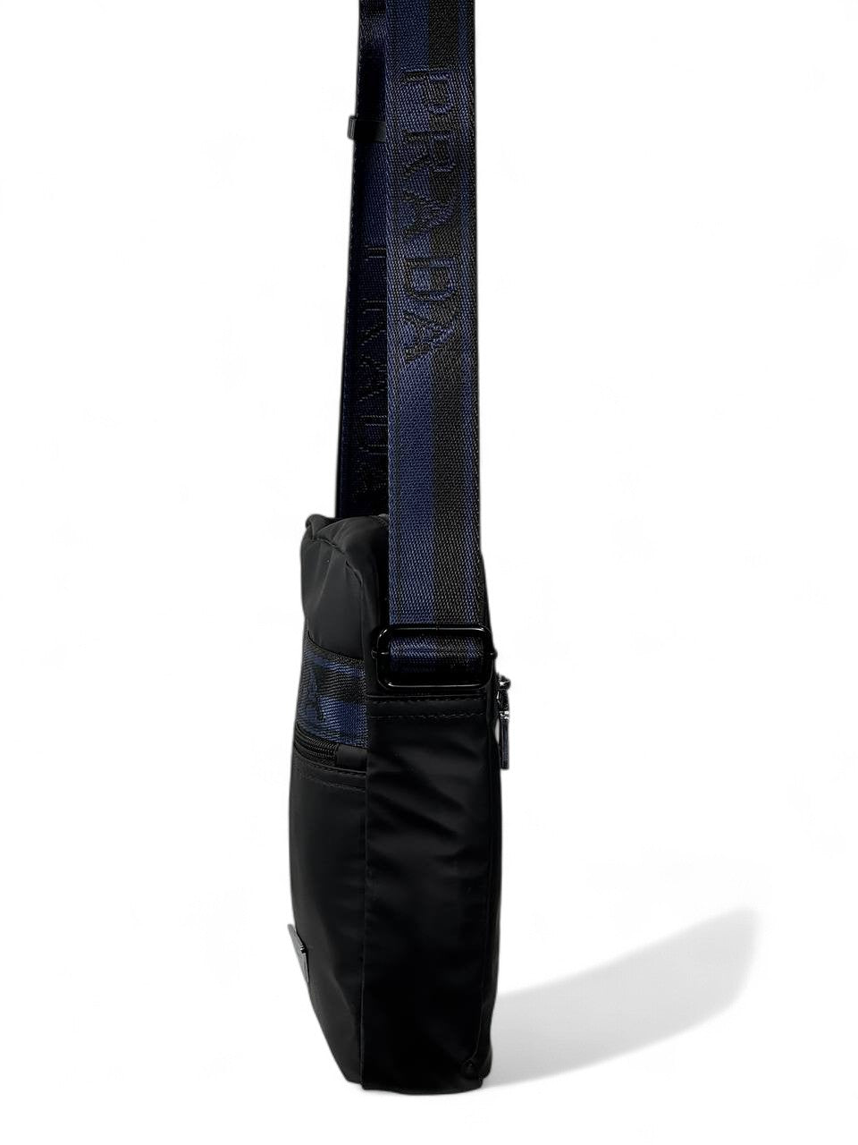 π€π Prada Black & Blue Logo Crossbody Bag β Premium Nylon Designer Shoulder Bag