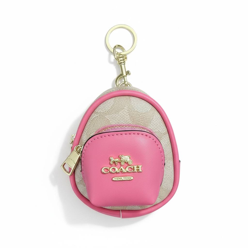 π Coach Signature Pink Mini Backpack Keychain β Cute Luxury Bag Charm