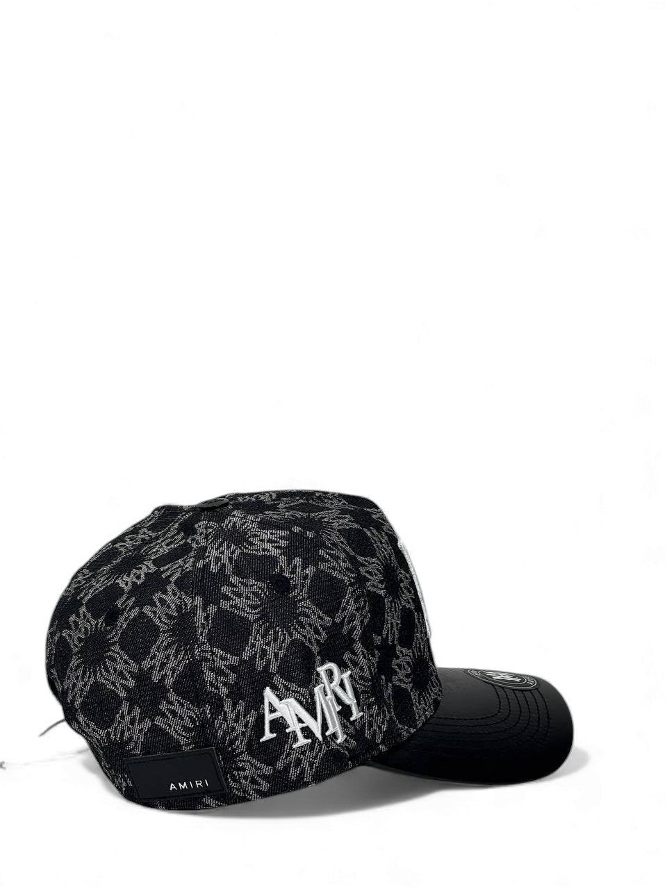 Amiri Monogram Luxury Cap β Black Edition π§’β« (Embroidered Logo & Leather-Style Brim)