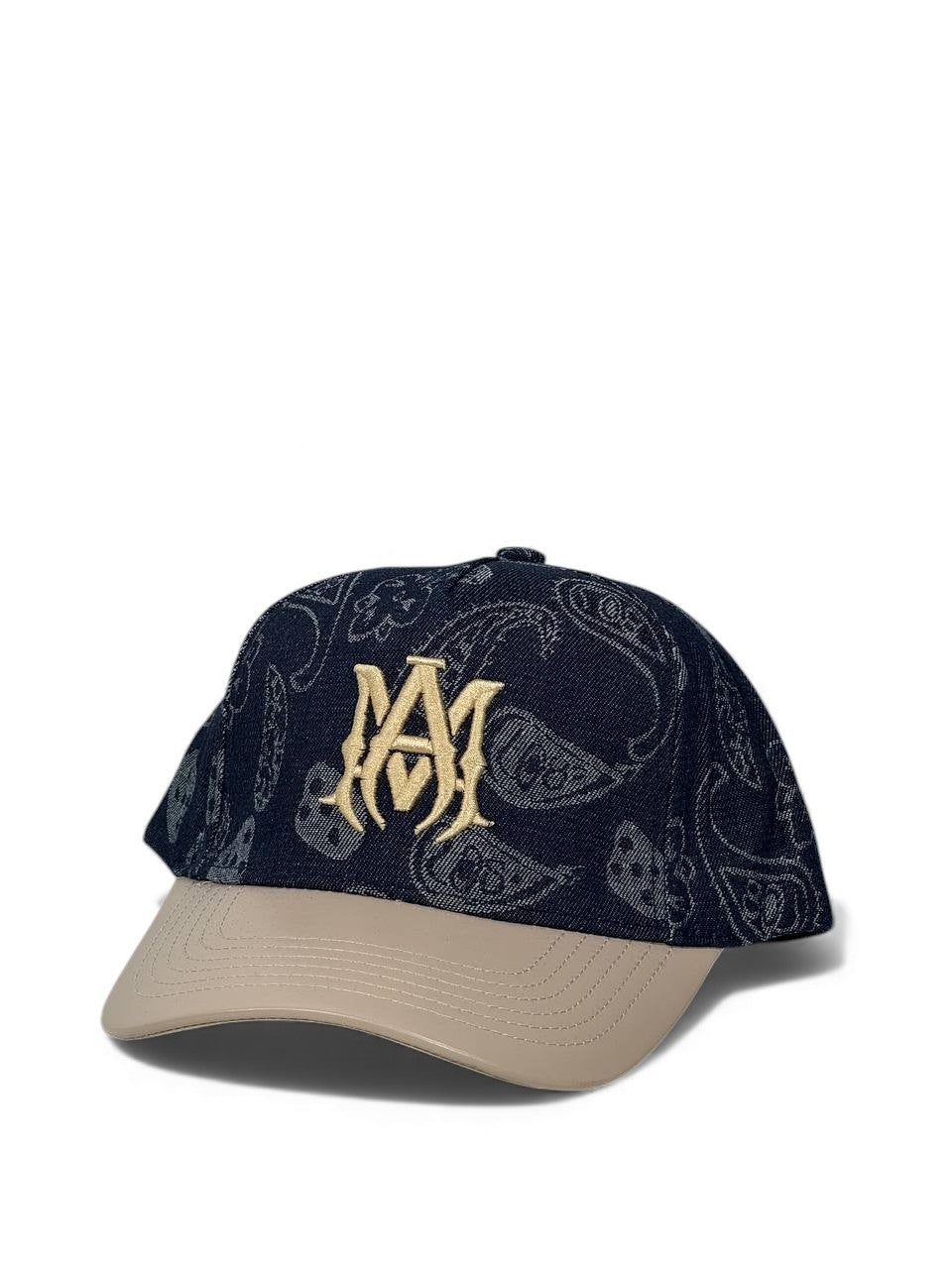 Amiri Paisley Denim Luxury Cap β Navy & Beige Edition π§’π (Premium Embroidered Unisex)